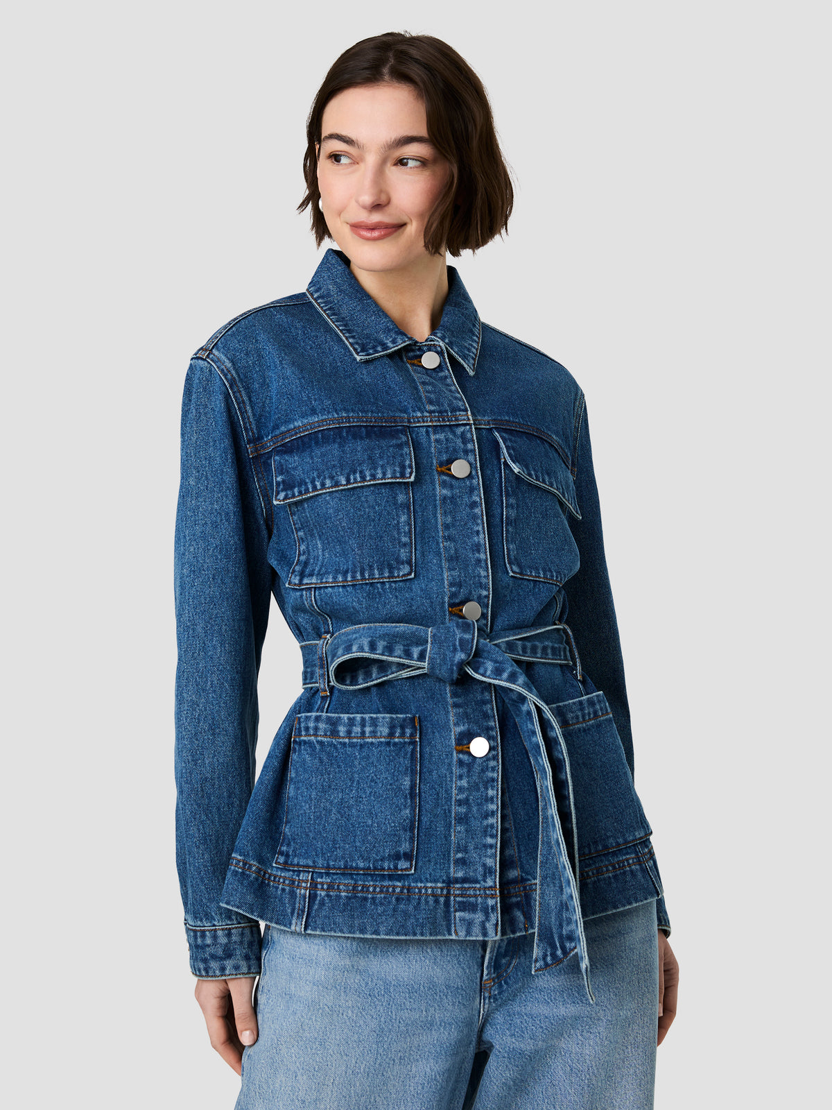 DALLAS DENIM WRAP WAIST JACKET VIEW 2 | The Layering Shop DALLAS DENIM WRAP WAIST JACKET VIEW 2 | The Layering Shop