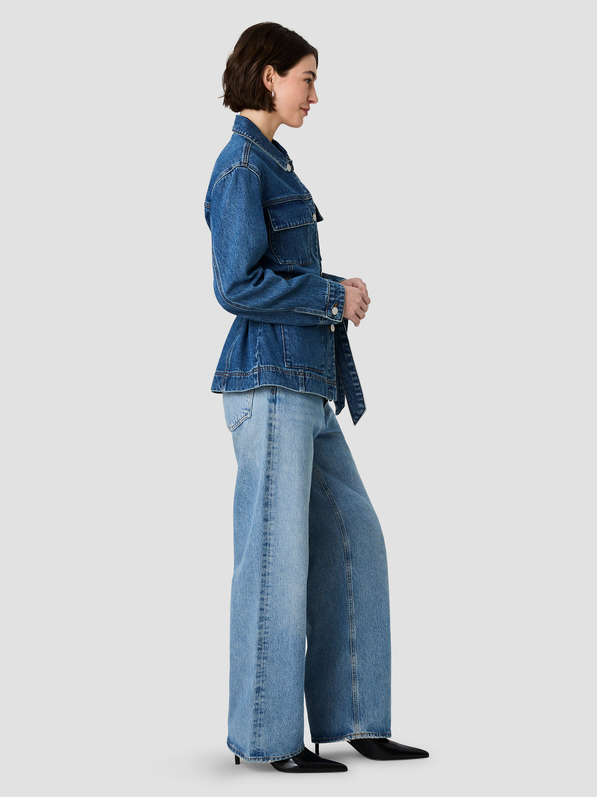 DALLAS DENIM WRAP WAIST JACKET VIEW 5 | The Layering Shop DALLAS DENIM WRAP WAIST JACKET VIEW 5 | The Layering Shop