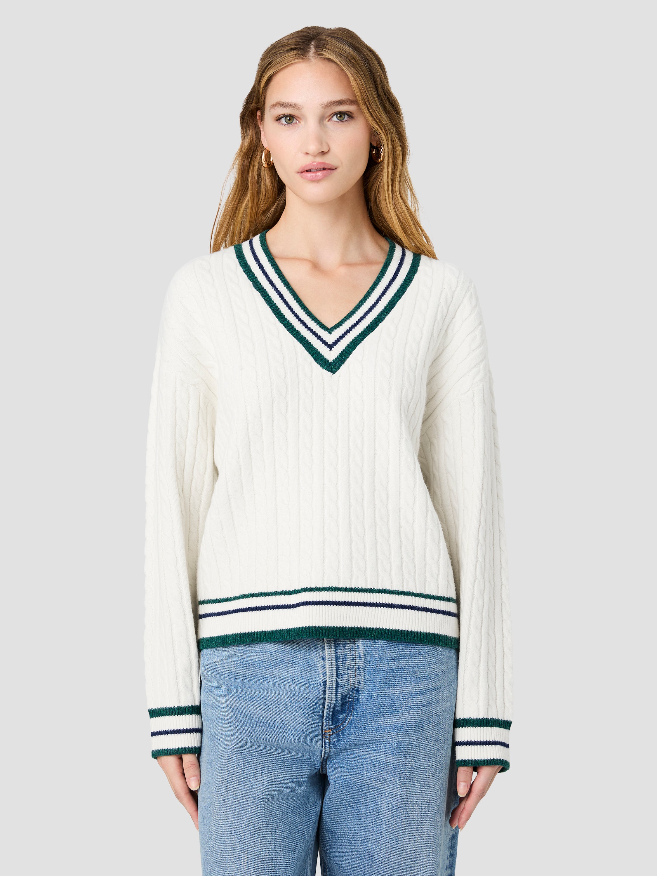 ALEYNA KNIT V-NECK CABLE PULLOVER View 2 | Sweaters & Knits ALEYNA KNIT V-NECK CABLE PULLOVER View 2 | Sweaters & Knits