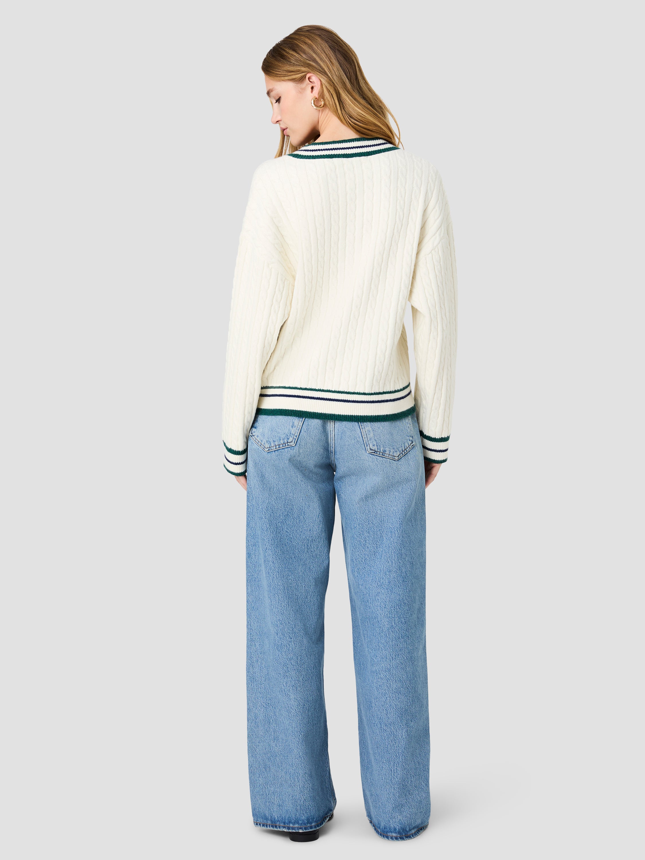 ALEYNA KNIT V-NECK CABLE PULLOVER SWEATER VIEW 4 ALEYNA KNIT V-NECK CABLE PULLOVER SWEATER VIEW 4