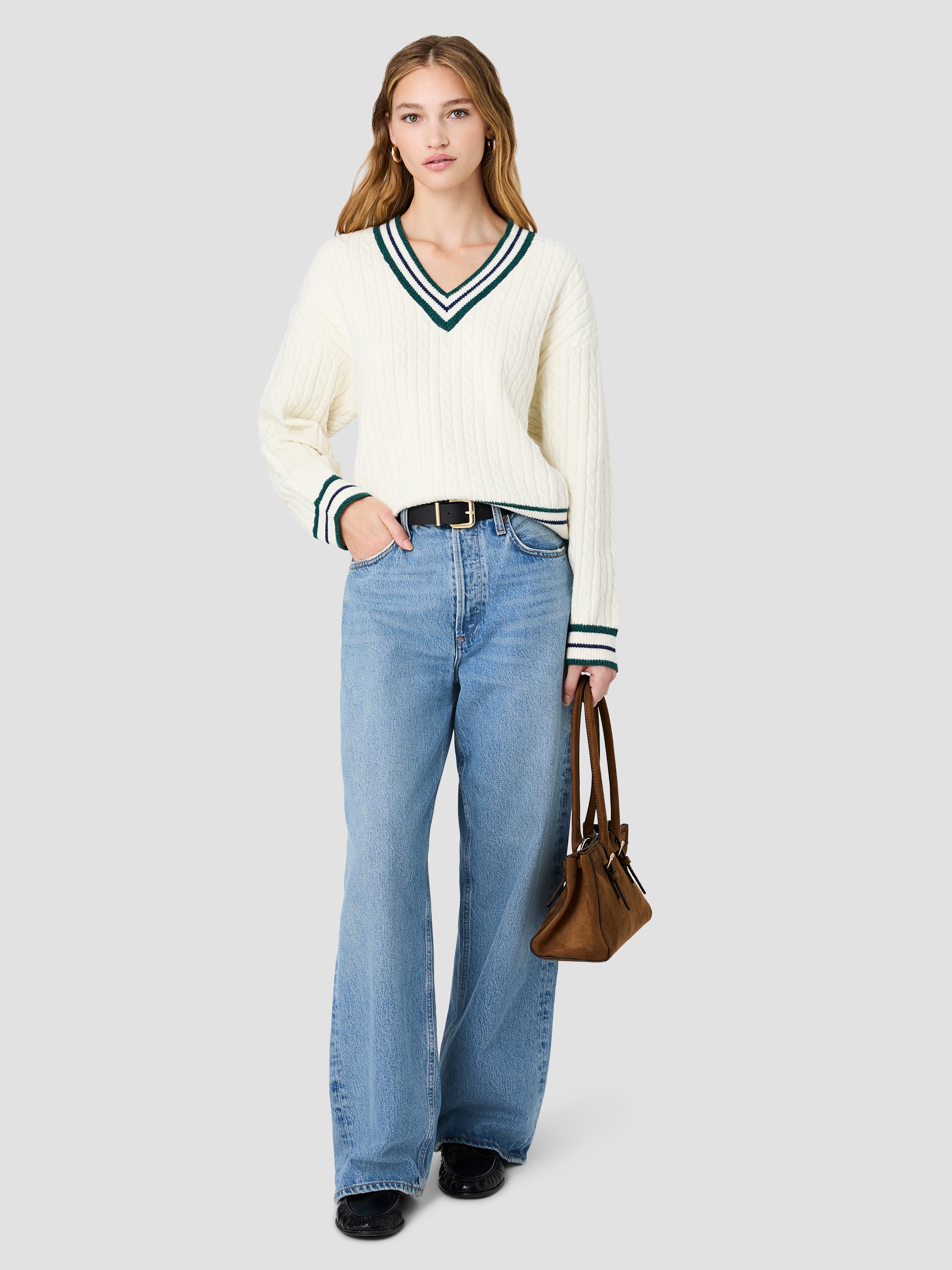 ALEYNA KNIT V-NECK CABLE PULLOVER View 1 | Sweaters & Knits ALEYNA KNIT V-NECK CABLE PULLOVER View 1 | Sweaters & Knits