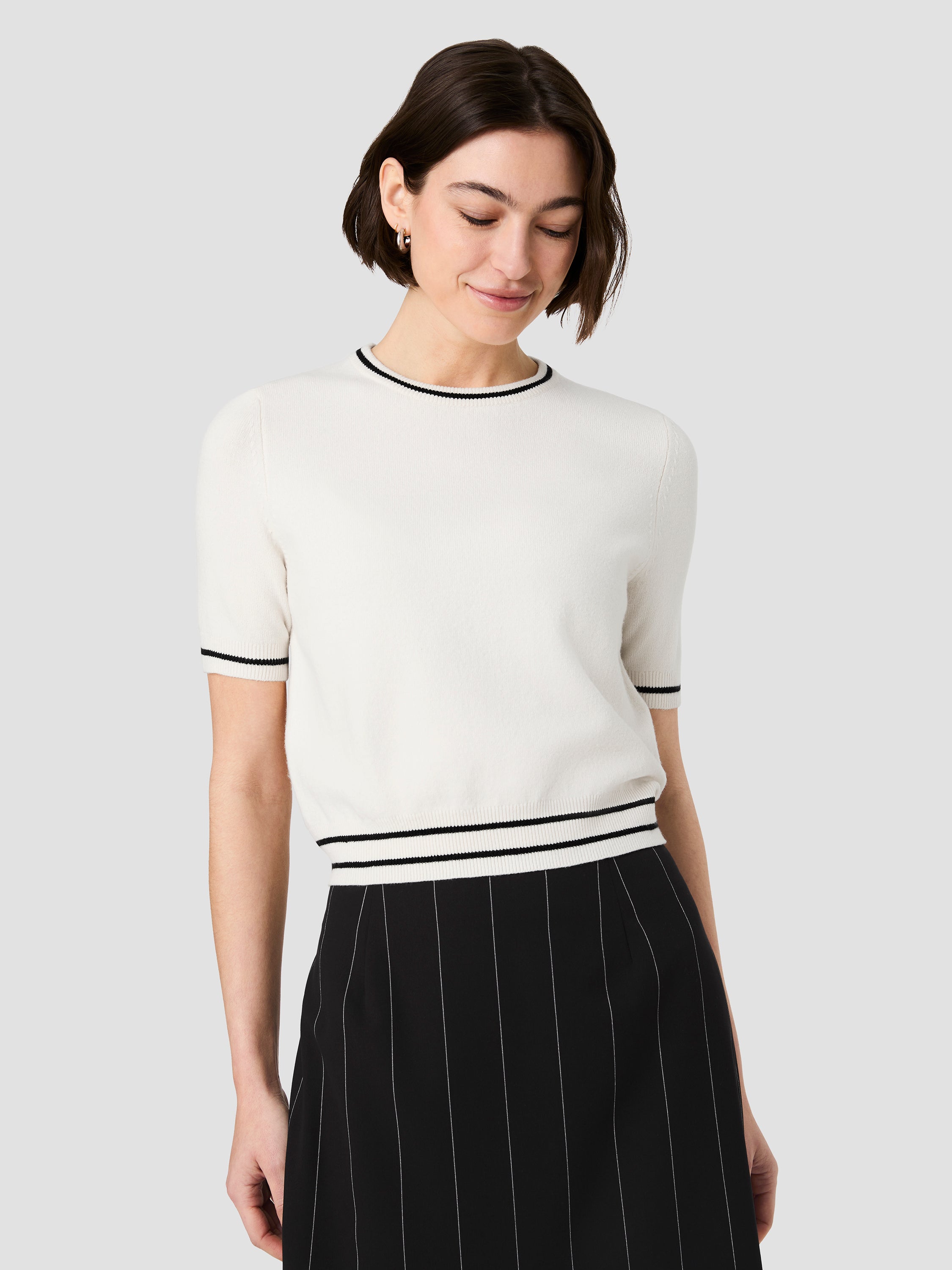 BABYSOFT SHORT SLEEVE RIB STRIPE TOP View 2 | The Essentials Edit BABYSOFT SHORT SLEEVE RIB STRIPE TOP View 2 | The Essentials Edit