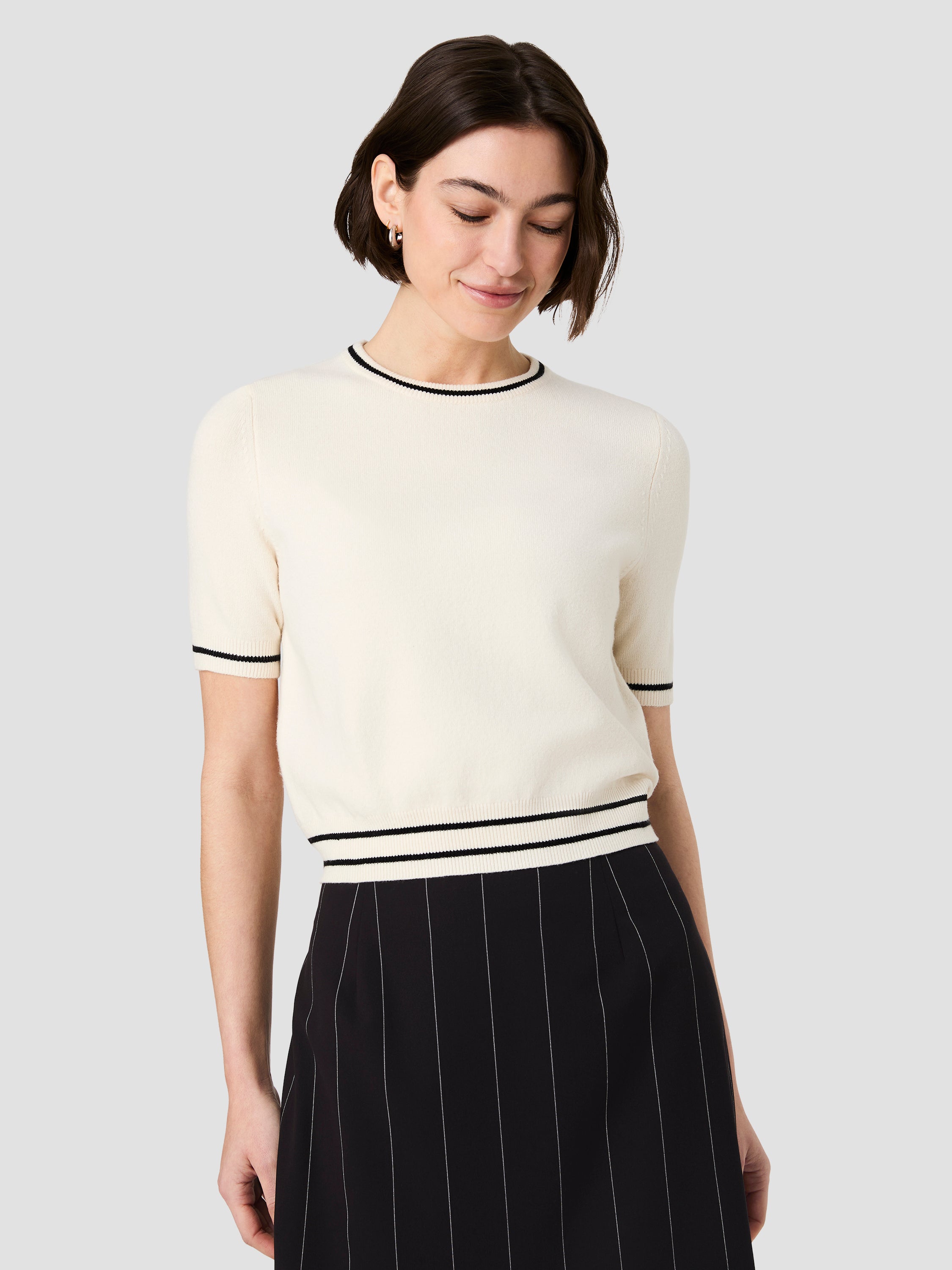 BABYSOFT SHORT SLEEVE RIB STRIPE TOP View 2 | Sweaters & Knits BABYSOFT SHORT SLEEVE RIB STRIPE TOP View 2 | Sweaters & Knits
