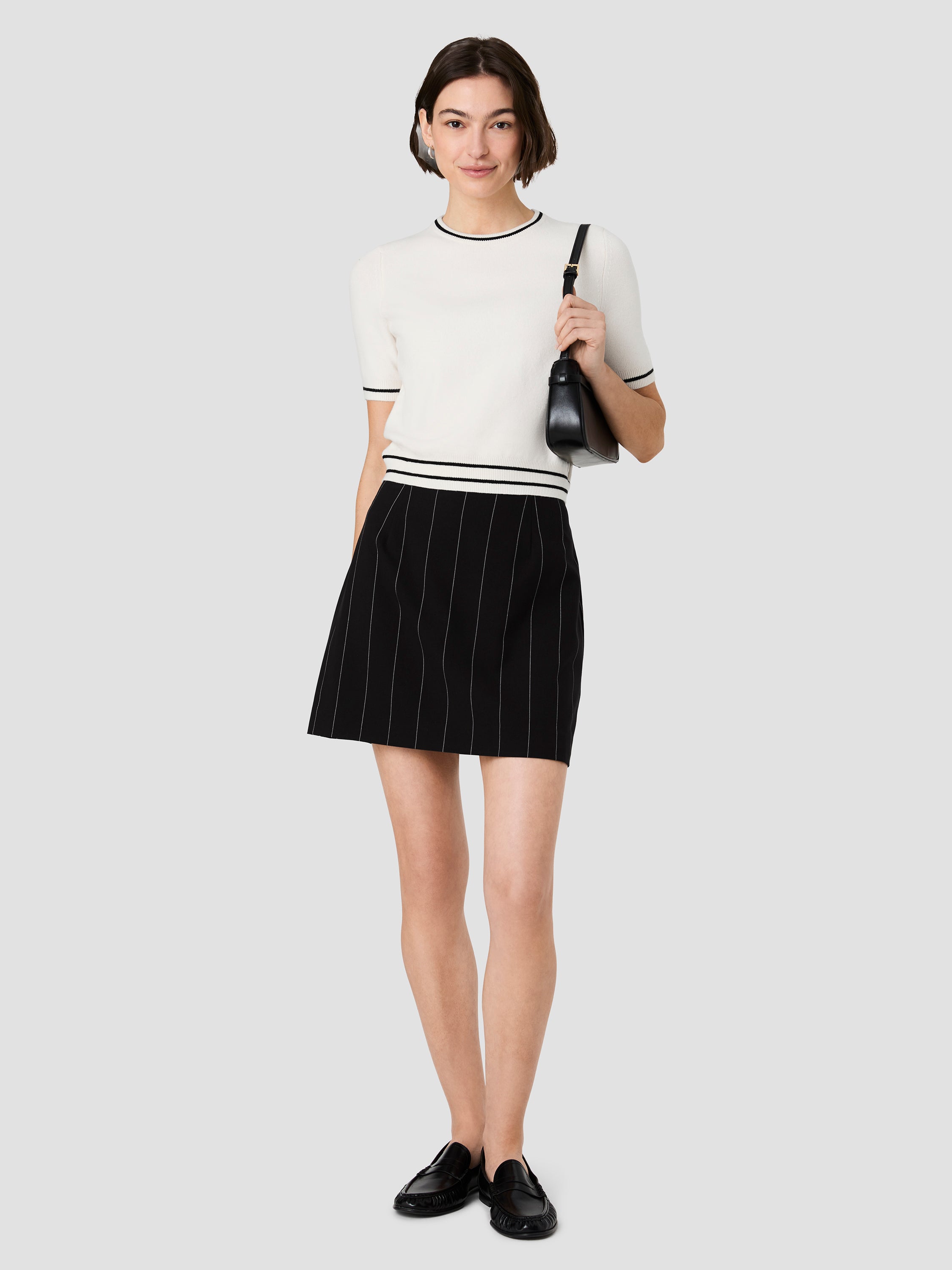 BABYSOFT SHORT SLEEVE RIB STRIPE TOP View 1 | The Essentials Edit BABYSOFT SHORT SLEEVE RIB STRIPE TOP View 1 | The Essentials Edit