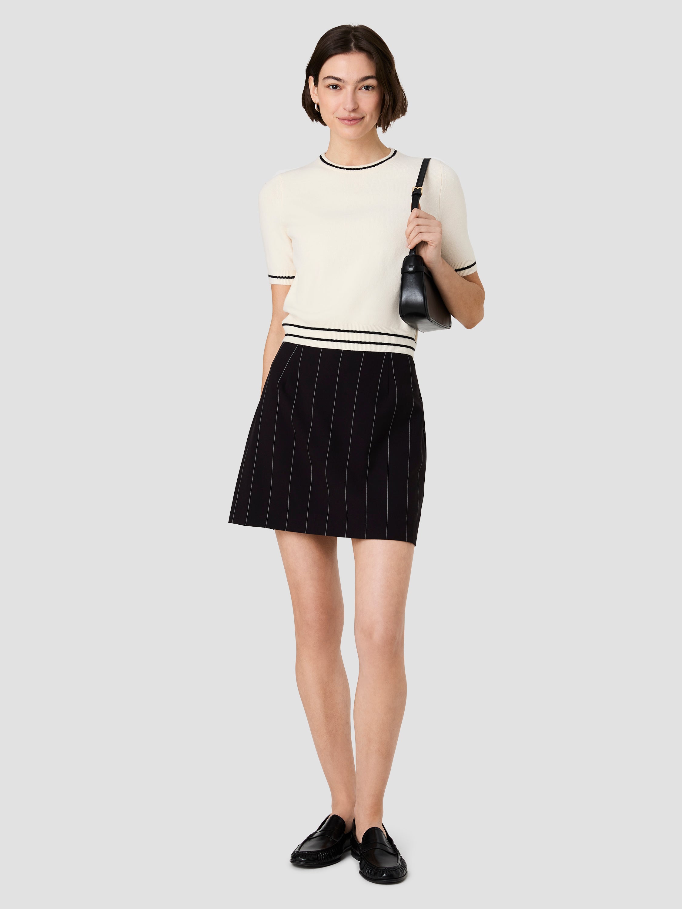 BABYSOFT SHORT SLEEVE RIB STRIPE TOP View 1 | Sweaters & Knits BABYSOFT SHORT SLEEVE RIB STRIPE TOP View 1 | Sweaters & Knits