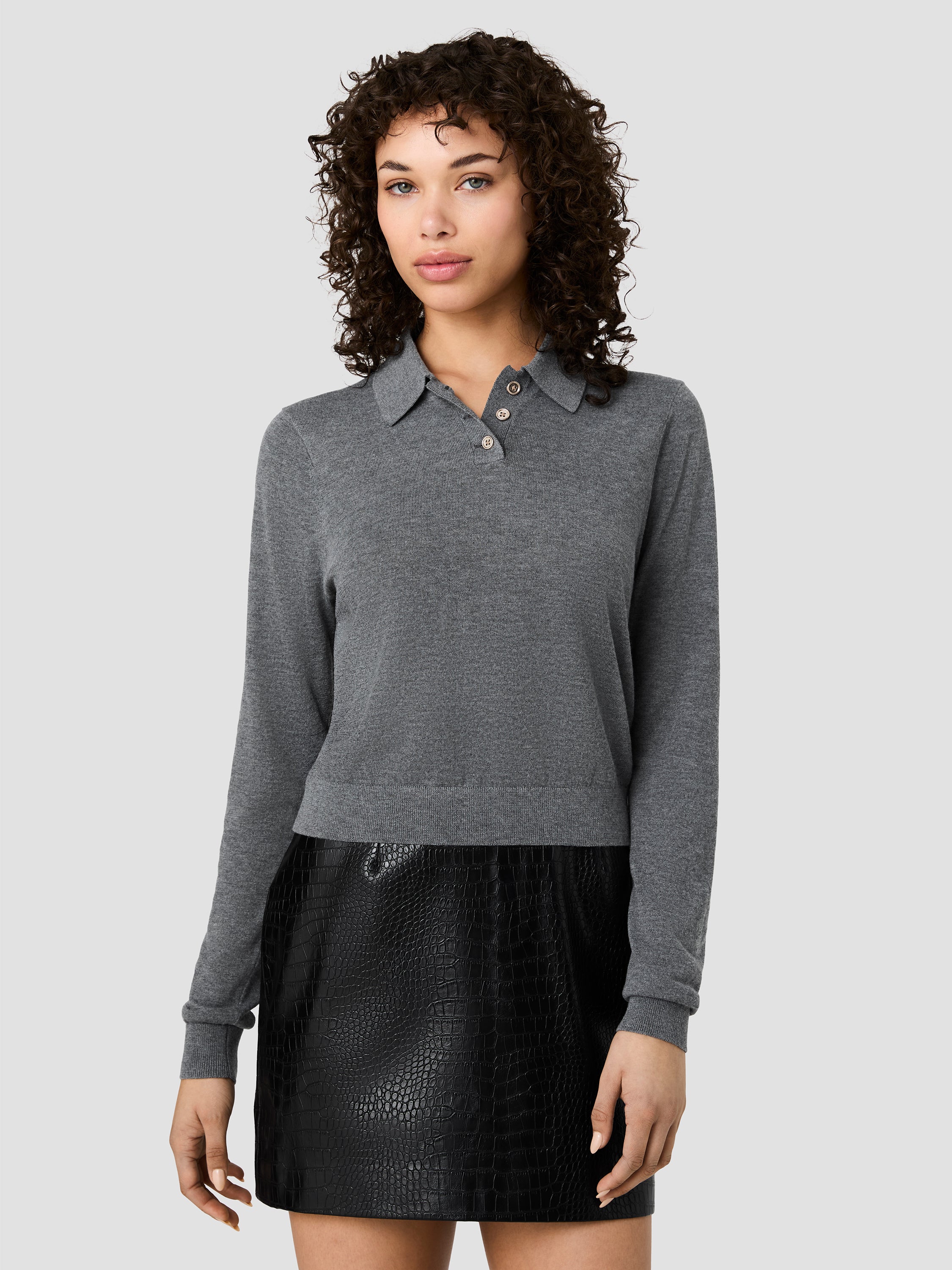 NOLA FINE KNIT LONG SLEEVE POLO TOP View 2 | Products NOLA FINE KNIT LONG SLEEVE POLO TOP View 2 | Products