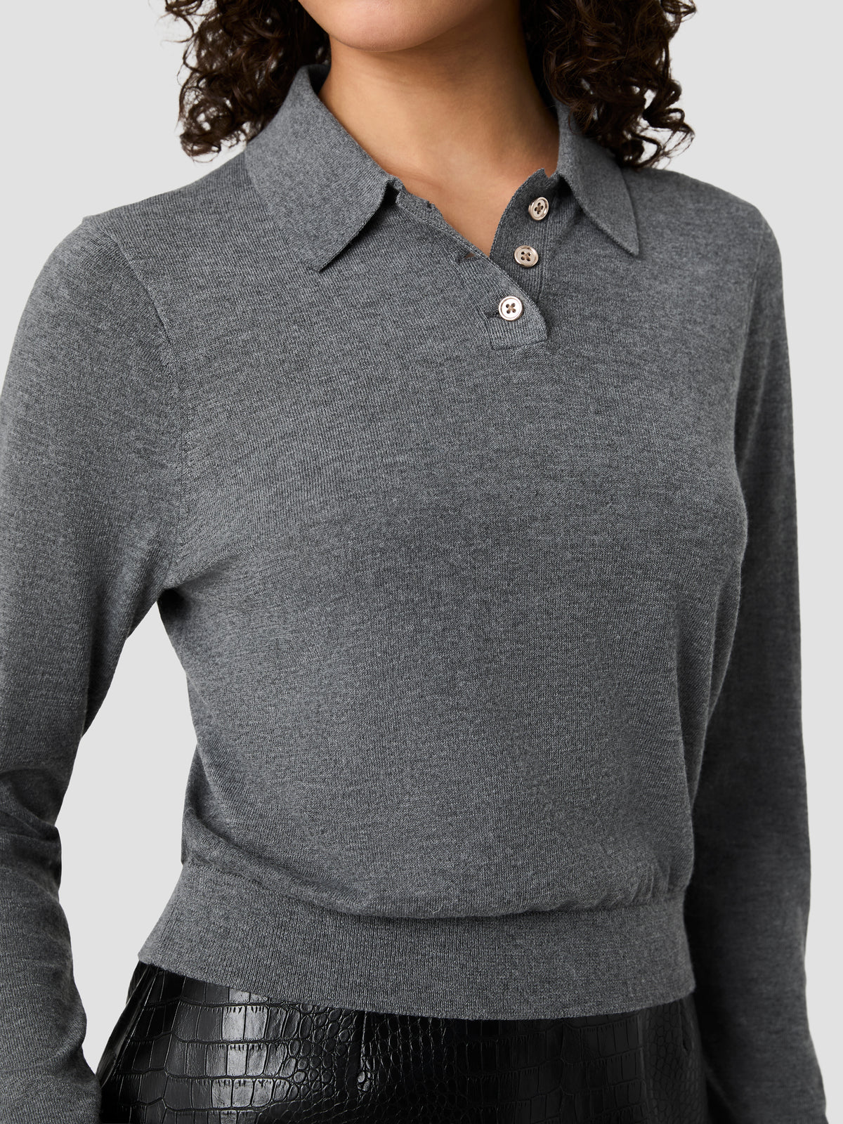 NOLA FINE KNIT LONG SLEEVE POLO TOP VIEW 3 | New Arrivals NOLA FINE KNIT LONG SLEEVE POLO TOP VIEW 3 | New Arrivals
