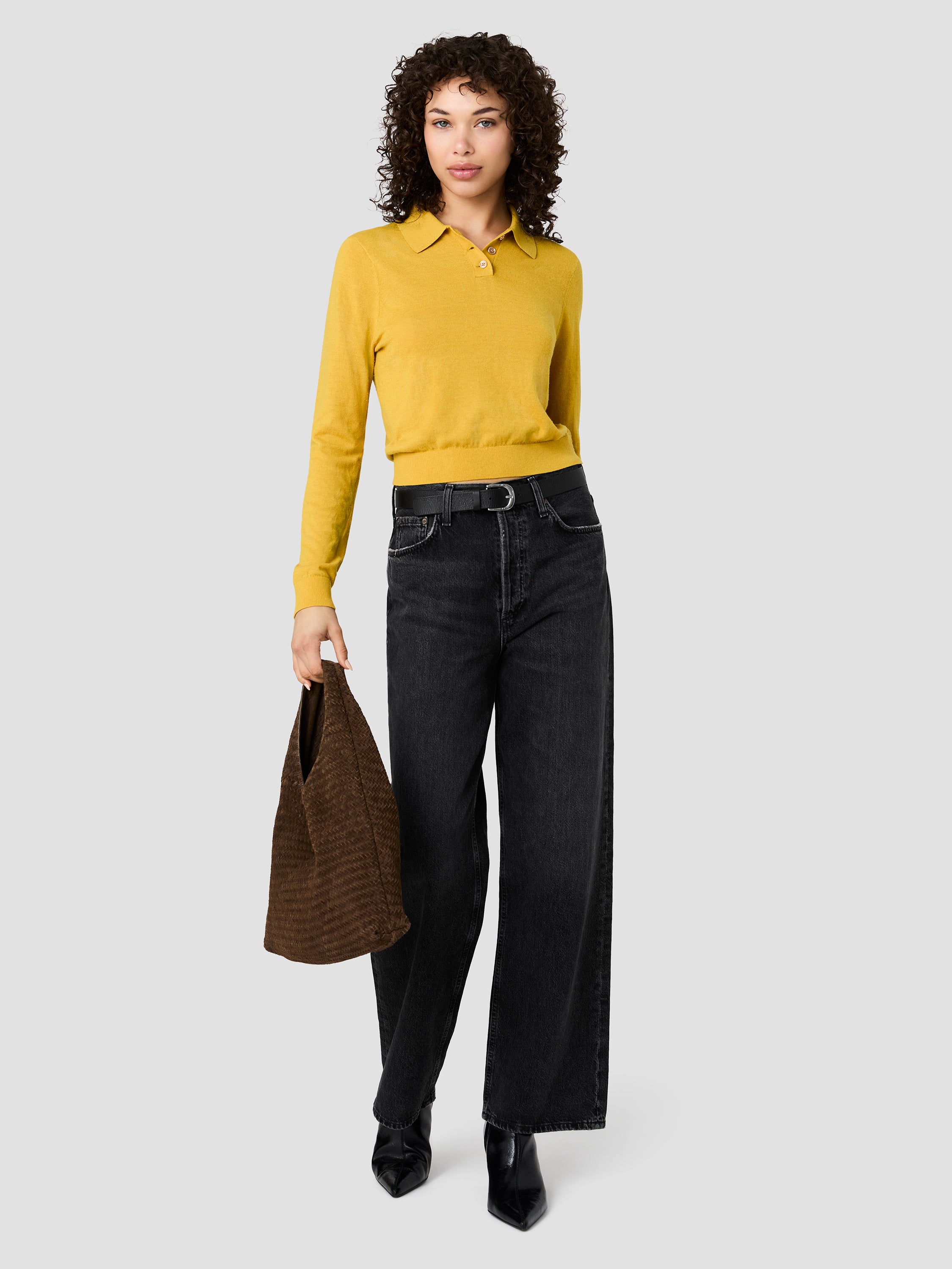 NOLA FINE KNIT LONG SLEEVE POLO TOP View 1 | Sweaters & Knits NOLA FINE KNIT LONG SLEEVE POLO TOP View 1 | Sweaters & Knits