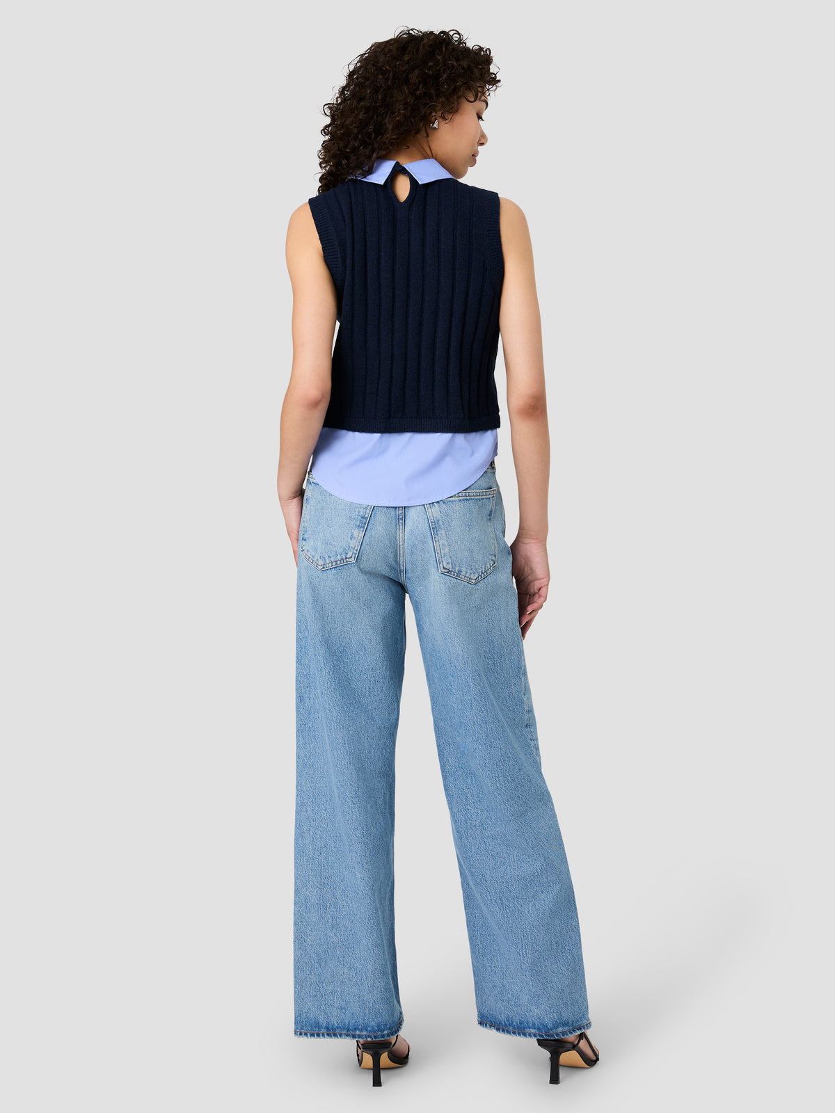 ALEYNA KNIT POPLIN COLLARED VEST VIEW 4 | New Arrivals ALEYNA KNIT POPLIN COLLARED VEST VIEW 4 | New Arrivals
