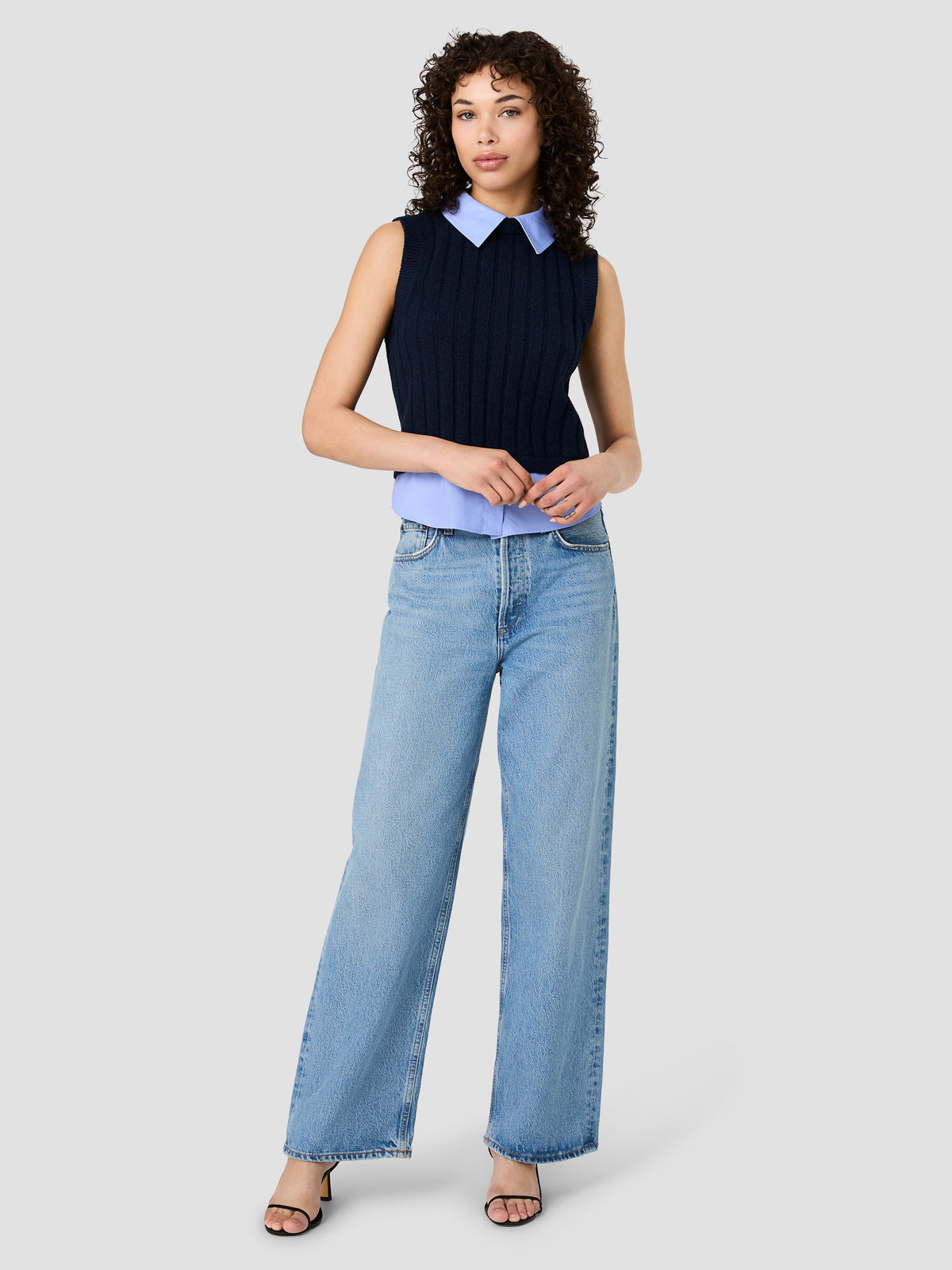 ALEYNA KNIT POPLIN COLLARED VEST VIEW 6 | New Arrivals ALEYNA KNIT POPLIN COLLARED VEST VIEW 6 | New Arrivals