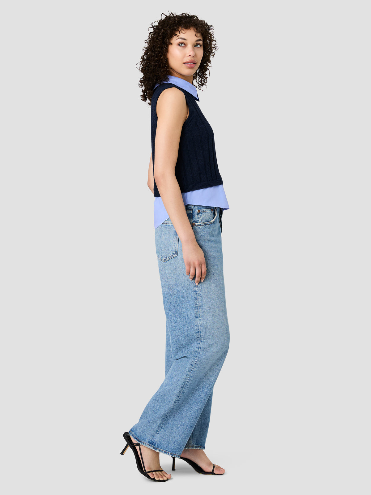 ALEYNA KNIT POPLIN COLLARED VEST VIEW 5 | New Arrivals ALEYNA KNIT POPLIN COLLARED VEST VIEW 5 | New Arrivals