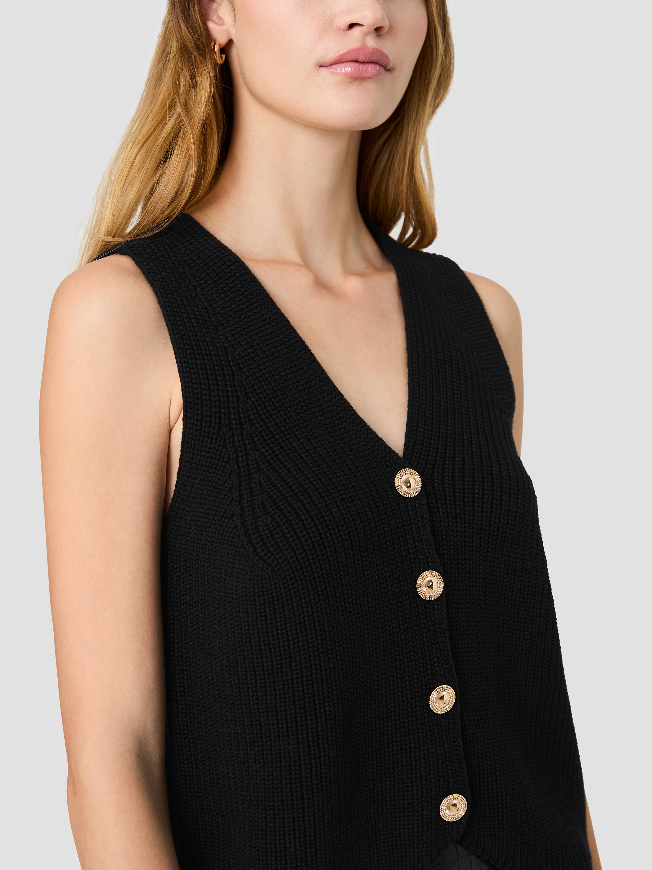 Mozart V Neck Rib Knit Vest | French Connection US