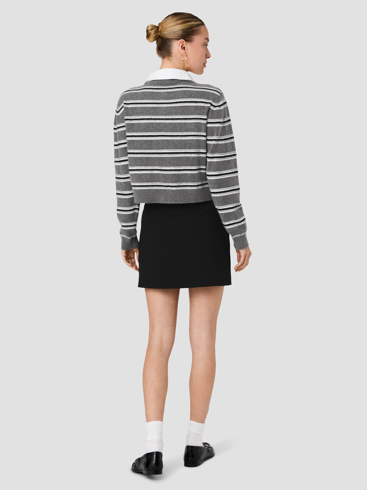 YULIA KNIT CAMPUS STRIPE CONTRAST COLLAR PULLOVER SWEATER VIEW 3 | The Essentials Edit YULIA KNIT CAMPUS STRIPE CONTRAST COLLAR PULLOVER SWEATER VIEW 3 | The Essentials Edit