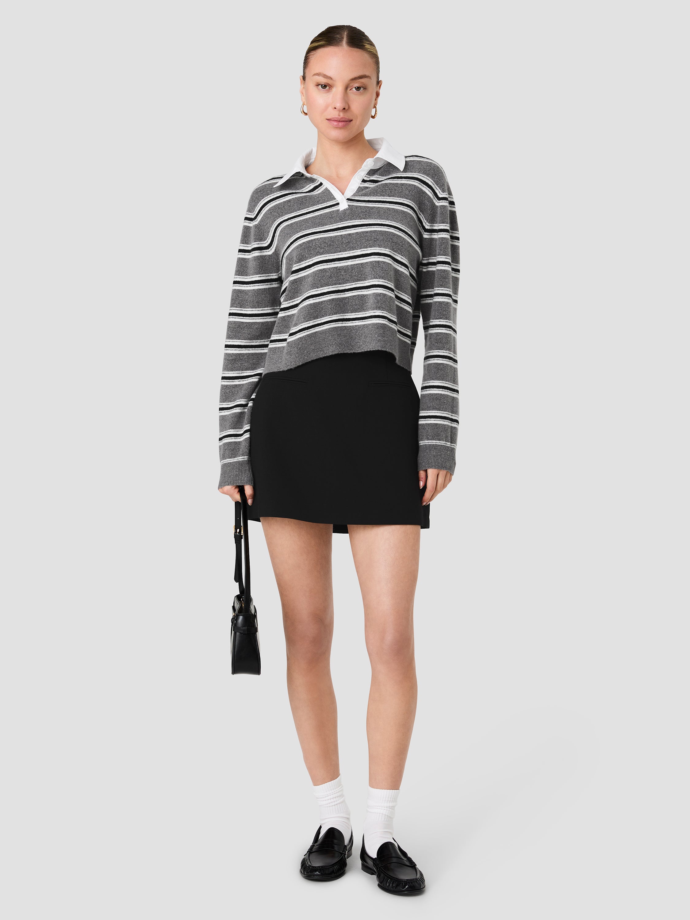 YULIA KNIT CAMPUS STRIPE CONTRAST COLLAR PULLOVER View 1 | The Essentials Edit YULIA KNIT CAMPUS STRIPE CONTRAST COLLAR PULLOVER View 1 | The Essentials Edit