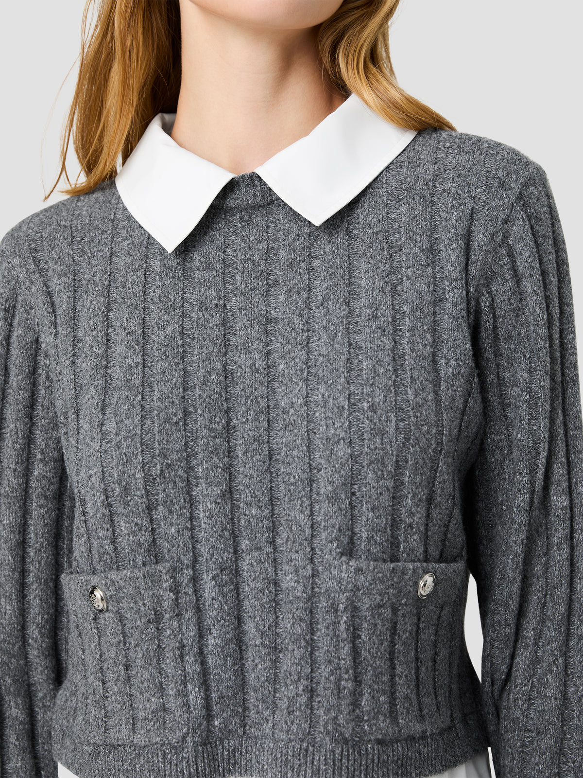 ALEYNA KNIT COMBO COLLARED PULLOVER SWEATER VIEW 3 | The Essentials Edit ALEYNA KNIT COMBO COLLARED PULLOVER SWEATER VIEW 3 | The Essentials Edit