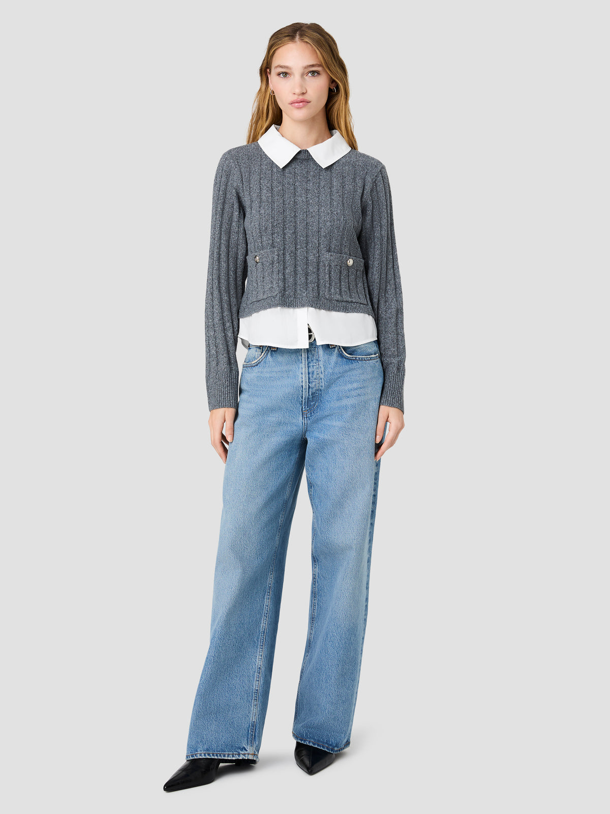 ALEYNA KNIT COMBO COLLARED PULLOVER SWEATER VIEW 6 | The Essentials Edit ALEYNA KNIT COMBO COLLARED PULLOVER SWEATER VIEW 6 | The Essentials Edit