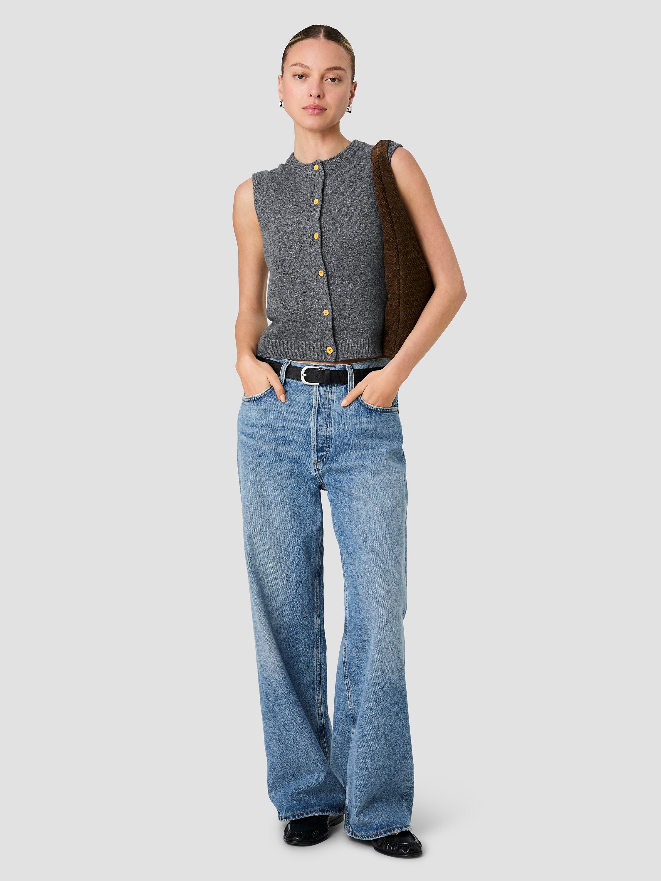 ALEYNA KNIT CONTRAST BUTTONS SLEEVELESS TOP View 1 | Products ALEYNA KNIT CONTRAST BUTTONS SLEEVELESS TOP View 1 | Products