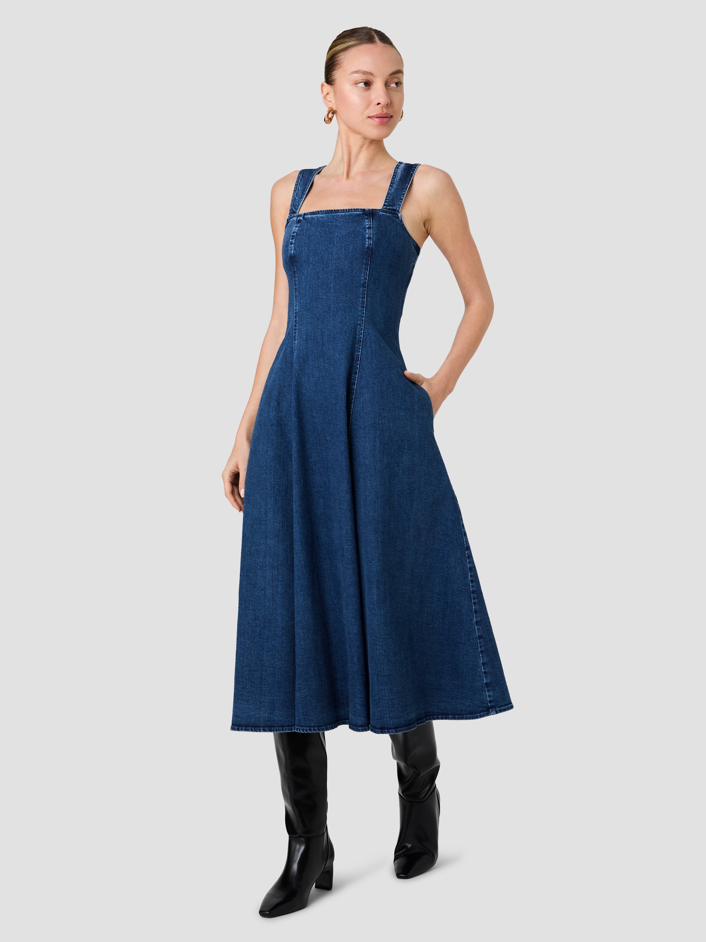DELANCEY DENIM FLARE MIDI DRESS VIEW 5 DELANCEY DENIM FLARE MIDI DRESS VIEW 5