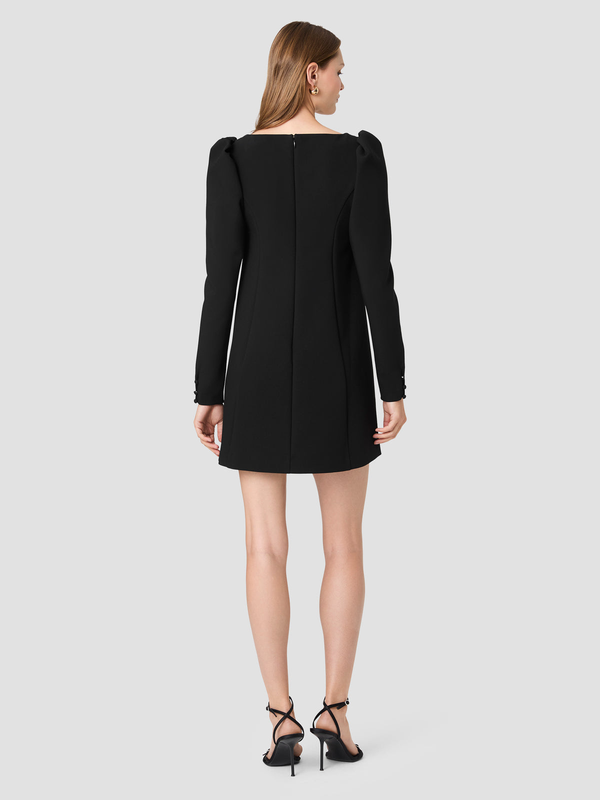 AZRA TWILL PUFF SLEEVE SHIFT MINI DRESS VIEW 4 AZRA TWILL PUFF SLEEVE SHIFT MINI DRESS VIEW 4