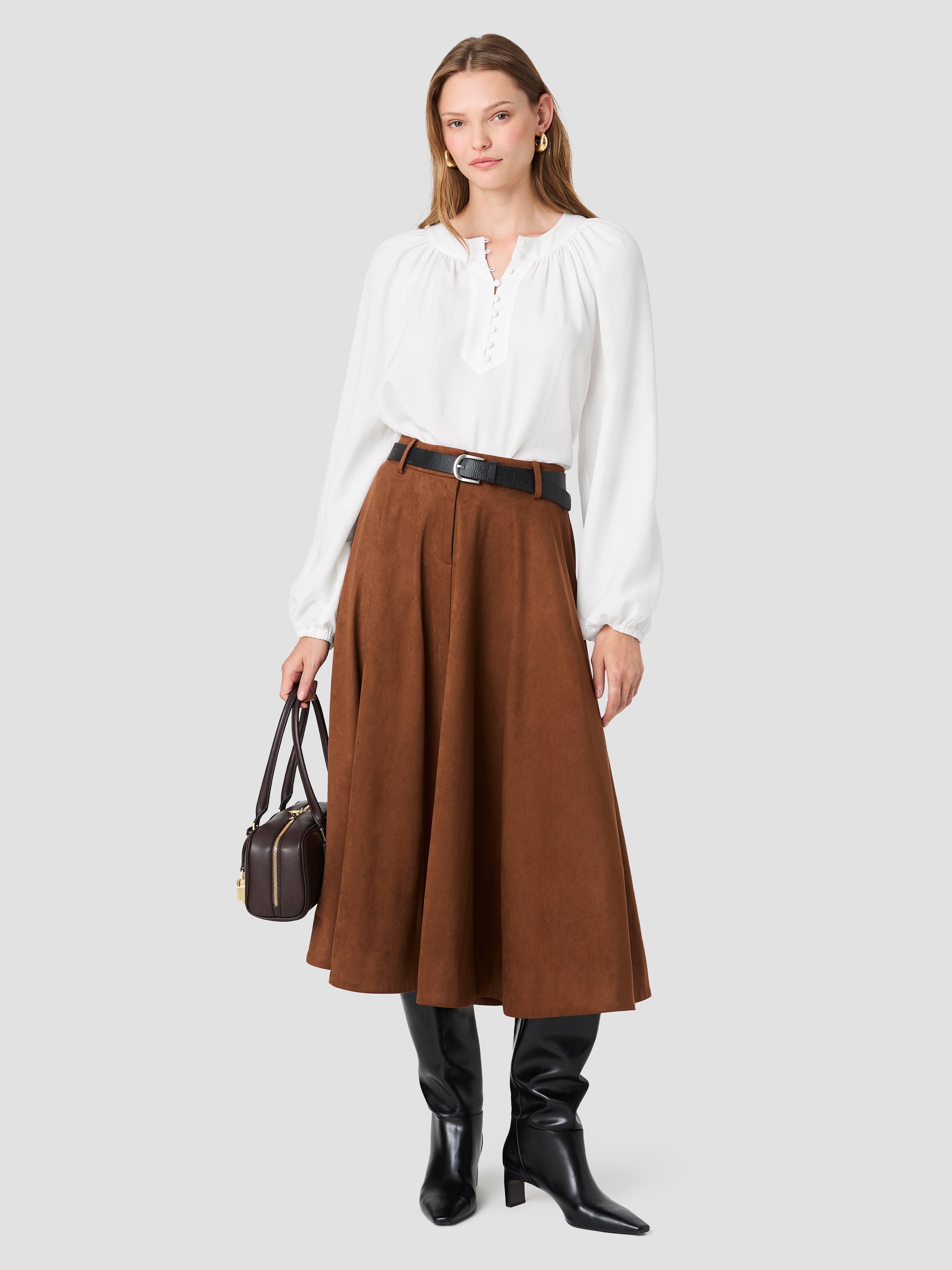 TENCEL SHIRTING HALF PLACKET LONG SLEEVE TOP View 2 | Products TENCEL SHIRTING HALF PLACKET LONG SLEEVE TOP View 2 | Products