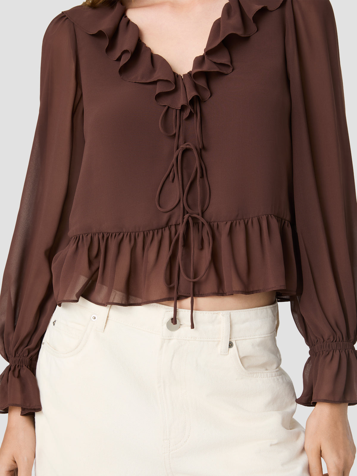 MARINA SILKY CHIFFON LONG SLEEVE TIE FRONT BLOUSE VIEW 3 | New Arrivals MARINA SILKY CHIFFON LONG SLEEVE TIE FRONT BLOUSE VIEW 3 | New Arrivals