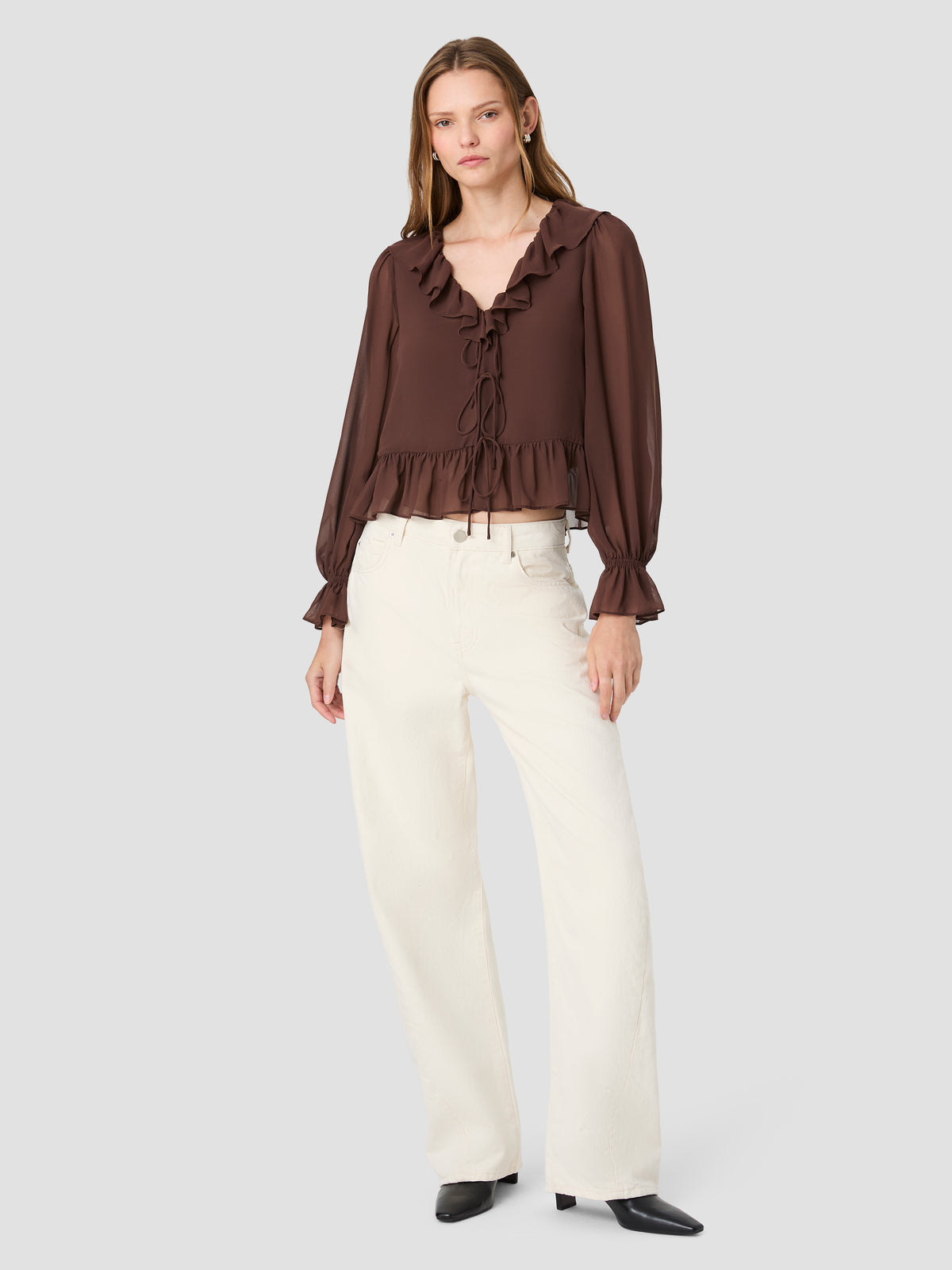 MARINA SILKY CHIFFON LONG SLEEVE TIE FRONT BLOUSE VIEW 6 | New Arrivals MARINA SILKY CHIFFON LONG SLEEVE TIE FRONT BLOUSE VIEW 6 | New Arrivals