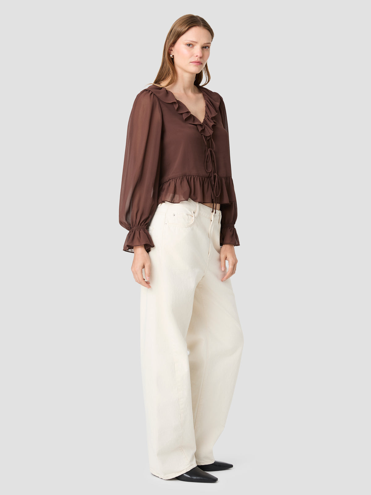 MARINA SILKY CHIFFON LONG SLEEVE TIE FRONT BLOUSE VIEW 4 | New Arrivals MARINA SILKY CHIFFON LONG SLEEVE TIE FRONT BLOUSE VIEW 4 | New Arrivals