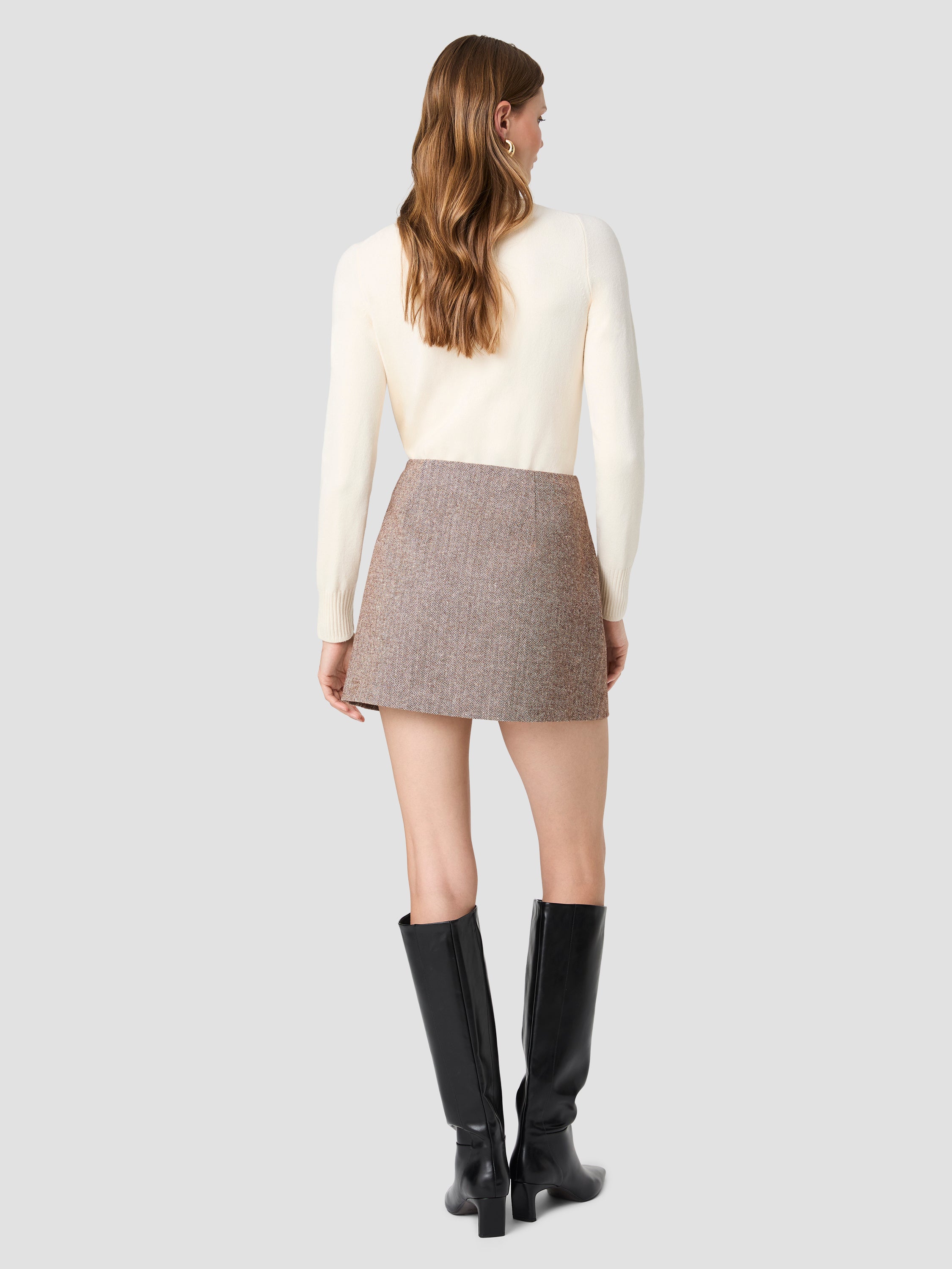 NAYA HERRINGBONE BUCKLE MINI SKIRT VIEW 4 NAYA HERRINGBONE BUCKLE MINI SKIRT VIEW 4