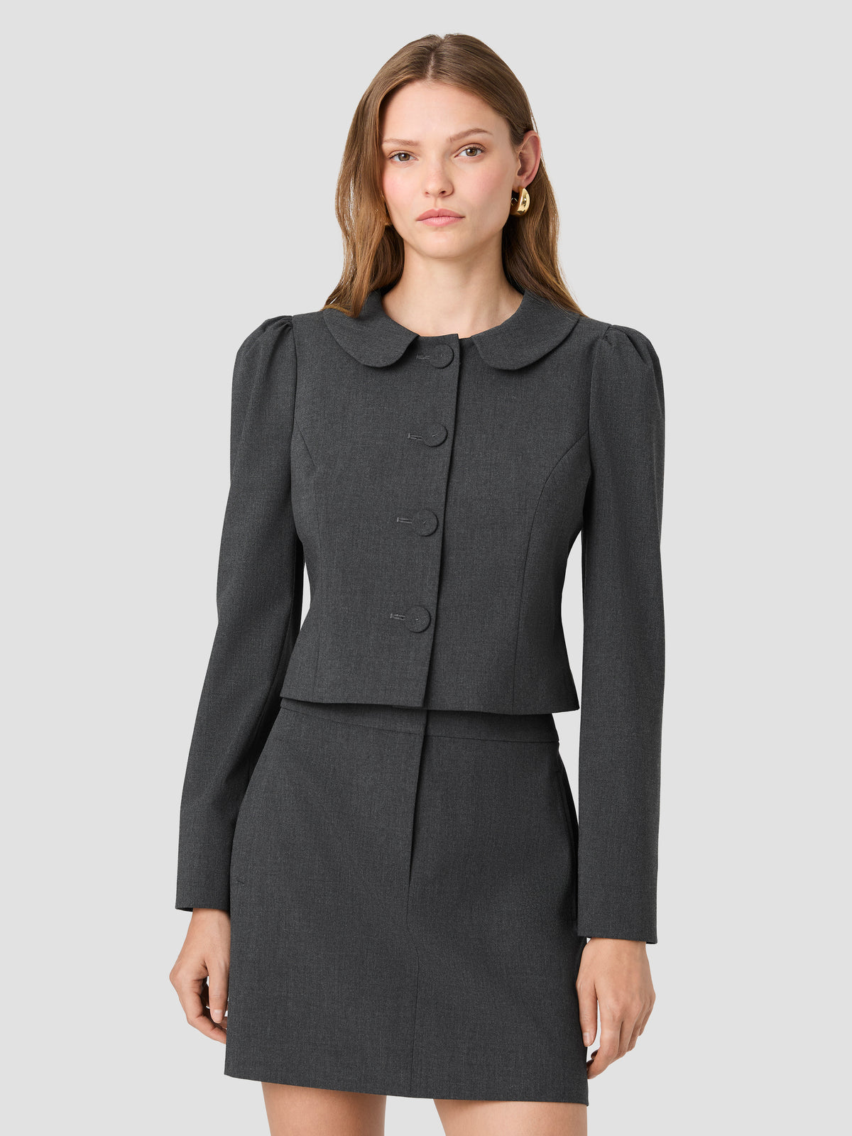 TAVI CROSSHATCH SUITING RUCHED SLEEVE JACKET View 2 TAVI CROSSHATCH SUITING RUCHED SLEEVE JACKET View 2