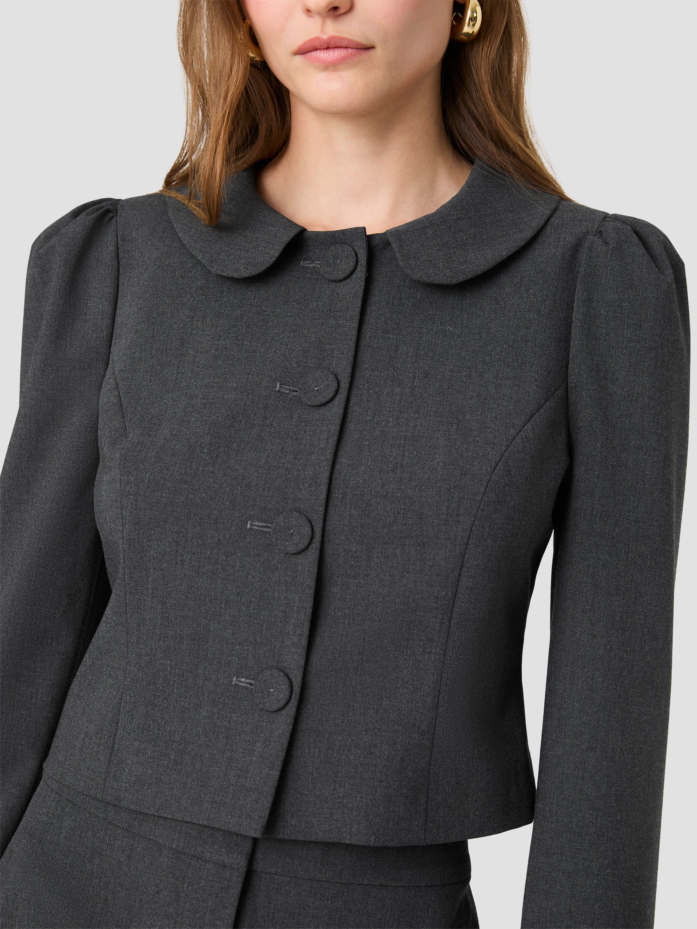 TAVI CROSSHATCH SUITING RUCHED SLEEVE JACKET VIEW 3 TAVI CROSSHATCH SUITING RUCHED SLEEVE JACKET VIEW 3