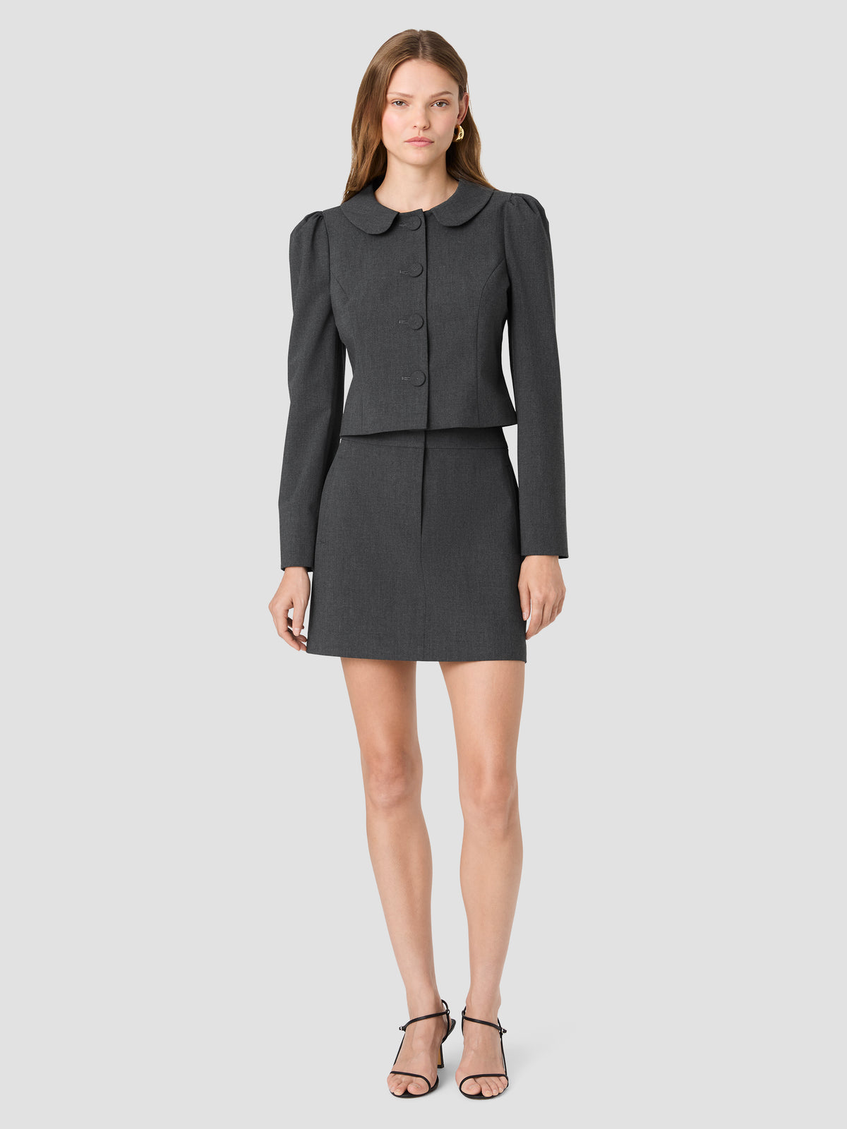 TAVI CROSSHATCH SUITING RUCHED SLEEVE JACKET VIEW 6 TAVI CROSSHATCH SUITING RUCHED SLEEVE JACKET VIEW 6