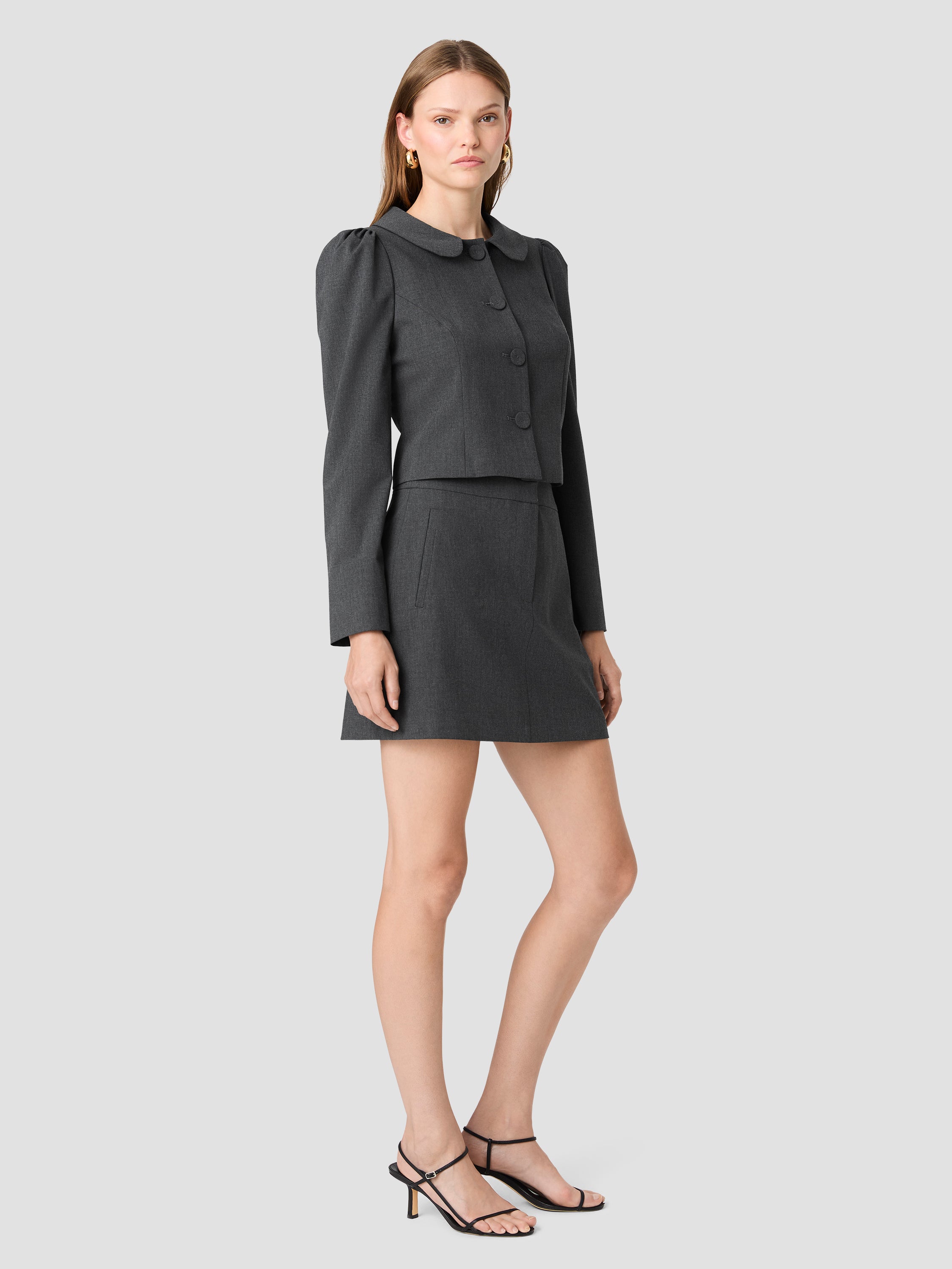 TAVI CROSSHATCH SUITING RUCHED SLEEVE JACKET VIEW 5 TAVI CROSSHATCH SUITING RUCHED SLEEVE JACKET VIEW 5