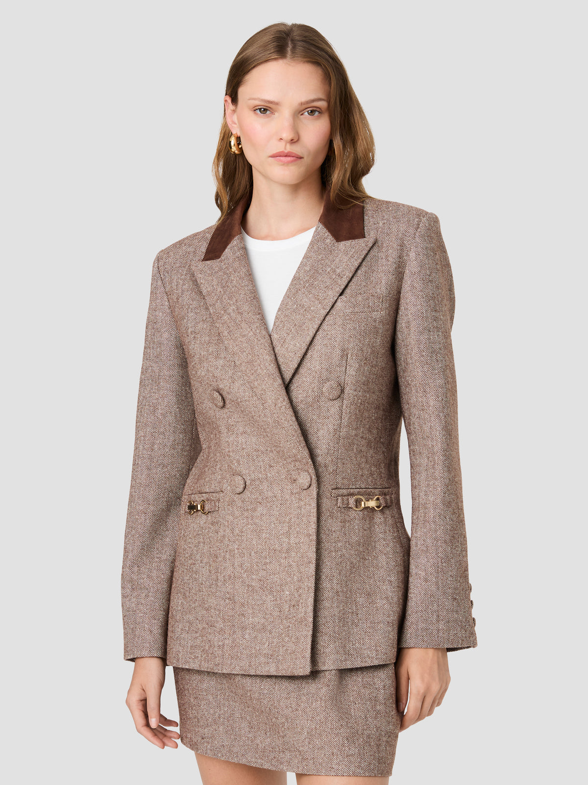 NAYA HERRINGBONE CONTRAST BLAZER VIEW 2 | Best Sellers NAYA HERRINGBONE CONTRAST BLAZER VIEW 2 | Best Sellers