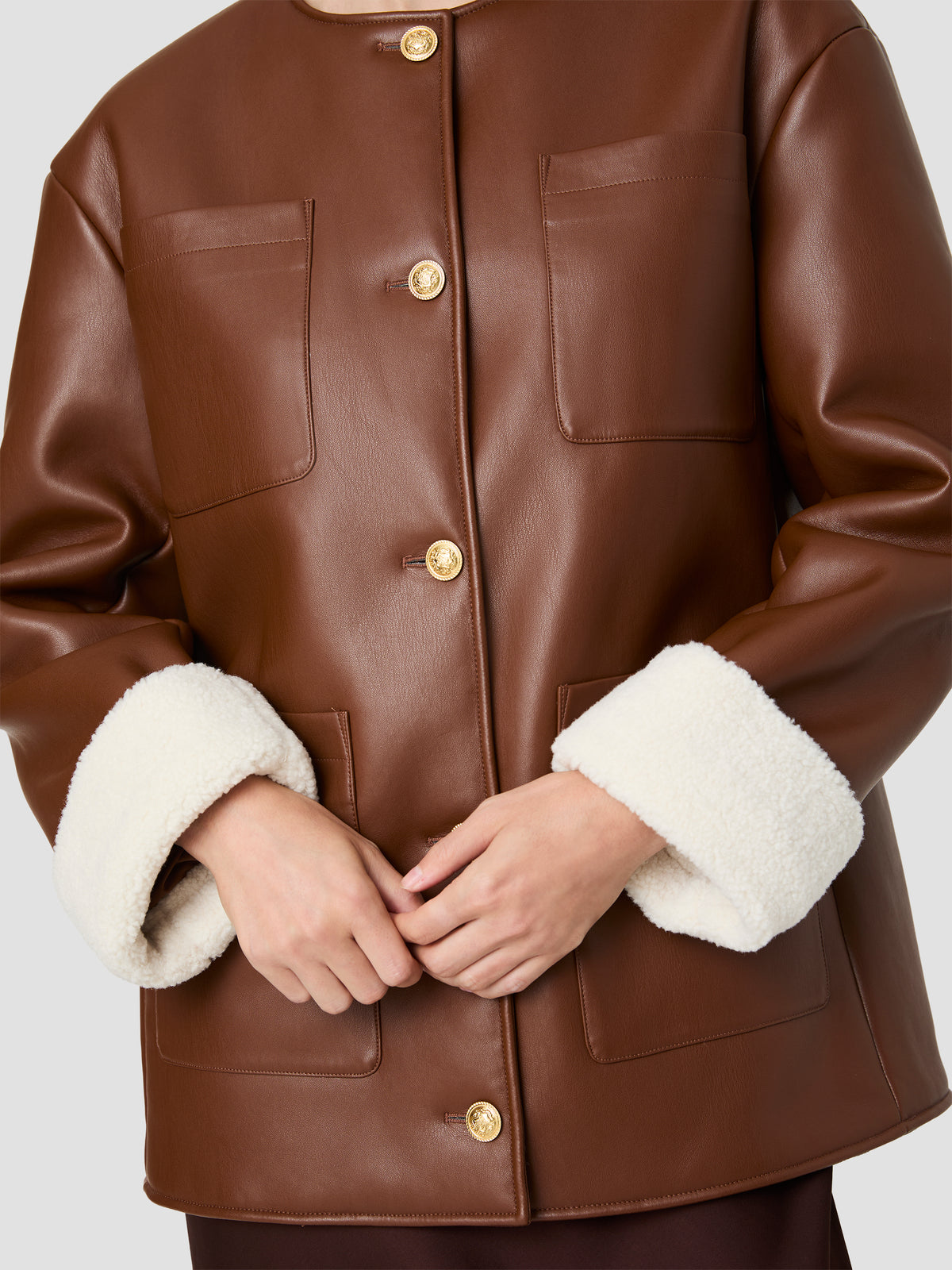PORTO FAUX LEATHER SHERPA CUFF JACKET VIEW 5 | Best Sellers PORTO FAUX LEATHER SHERPA CUFF JACKET VIEW 5 | Best Sellers