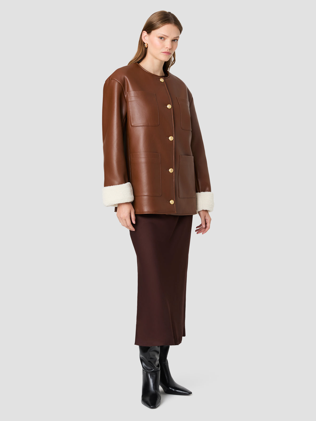 PORTO FAUX LEATHER SHERPA CUFF JACKET VIEW 7 | Best Sellers PORTO FAUX LEATHER SHERPA CUFF JACKET VIEW 7 | Best Sellers