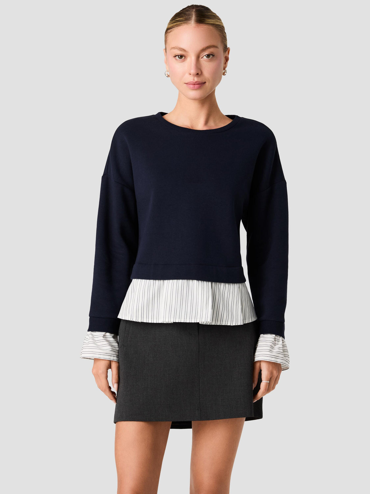 FRENCH TERRY MIXED MEDIA PULLOVER VIEW 2 | The Layering Shop FRENCH TERRY MIXED MEDIA PULLOVER VIEW 2 | The Layering Shop