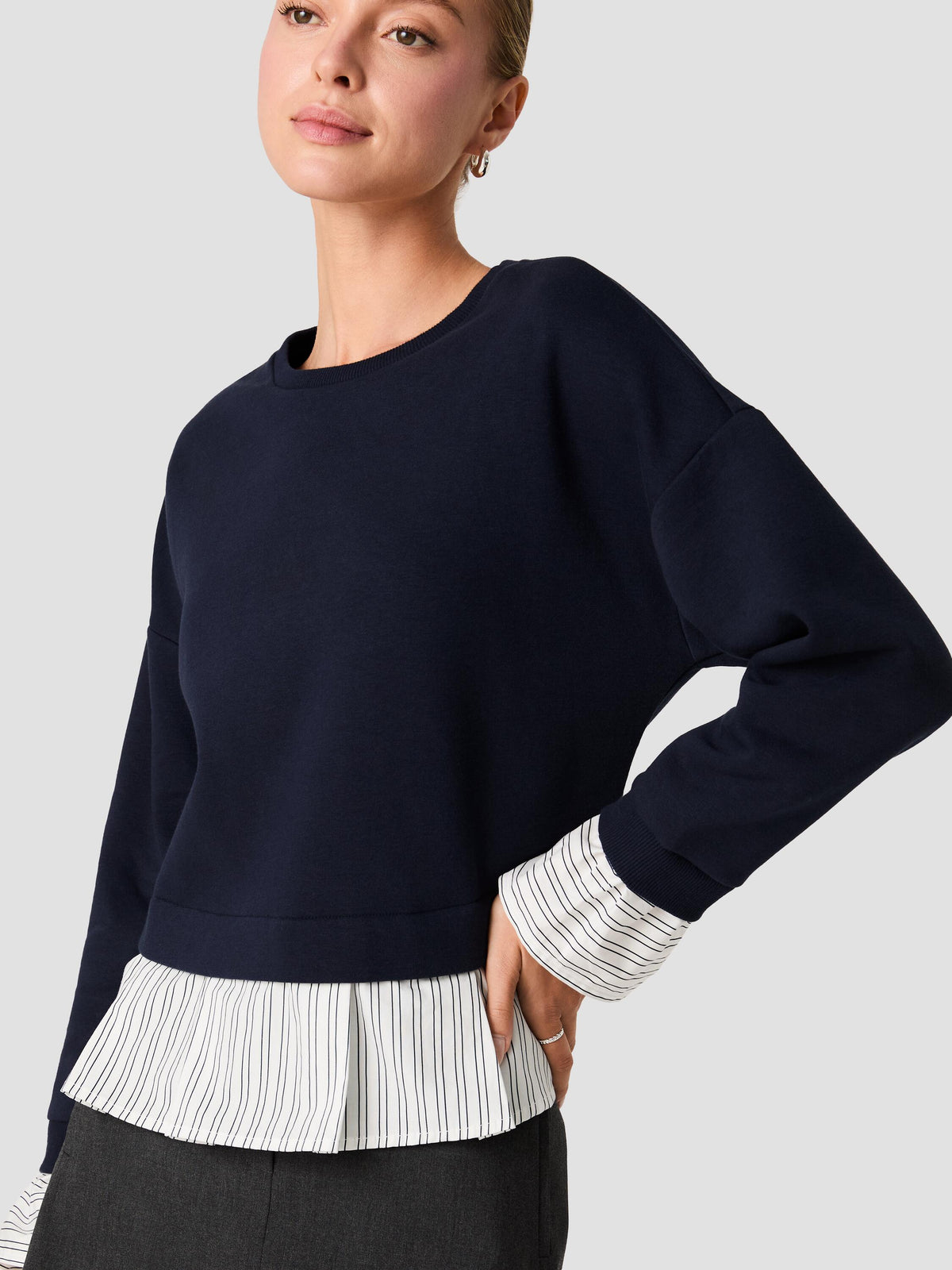 FRENCH TERRY MIXED MEDIA PULLOVER VIEW 3 | The Layering Shop FRENCH TERRY MIXED MEDIA PULLOVER VIEW 3 | The Layering Shop