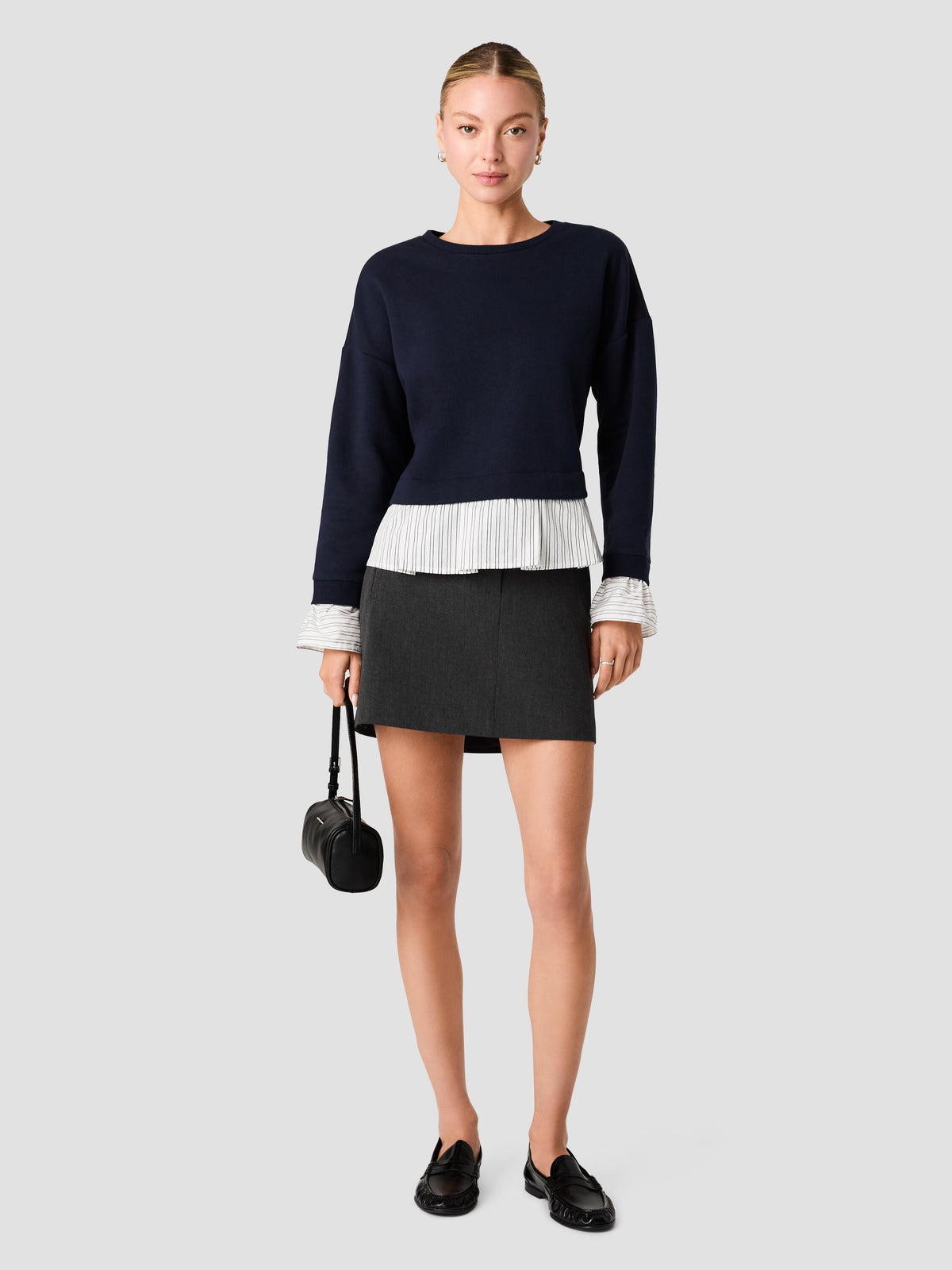 FRENCH TERRY MIXED MEDIA PULLOVER VIEW 1 | The Layering Shop FRENCH TERRY MIXED MEDIA PULLOVER VIEW 1 | The Layering Shop
