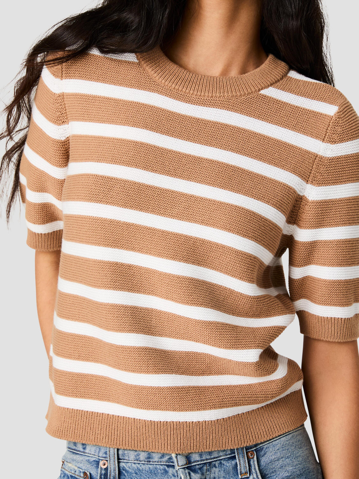 MOZART STRIPE SHORT SLEEVE SWEATER VIEW 3 | The Layering Shop MOZART STRIPE SHORT SLEEVE SWEATER VIEW 3 | The Layering Shop