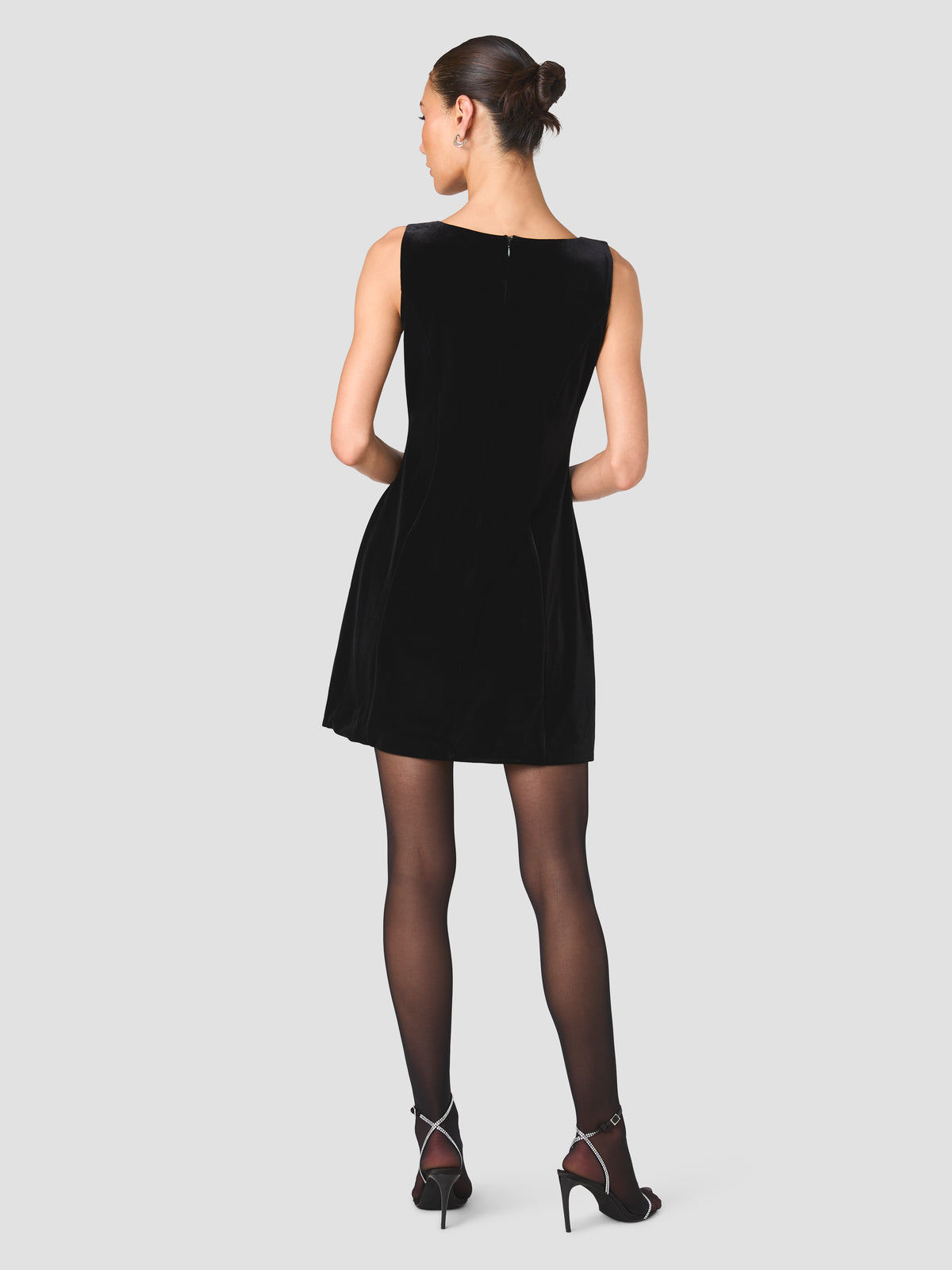CARAMIA STRETCH VELVET SLIT MINI DRESS VIEW 4 CARAMIA STRETCH VELVET SLIT MINI DRESS VIEW 4