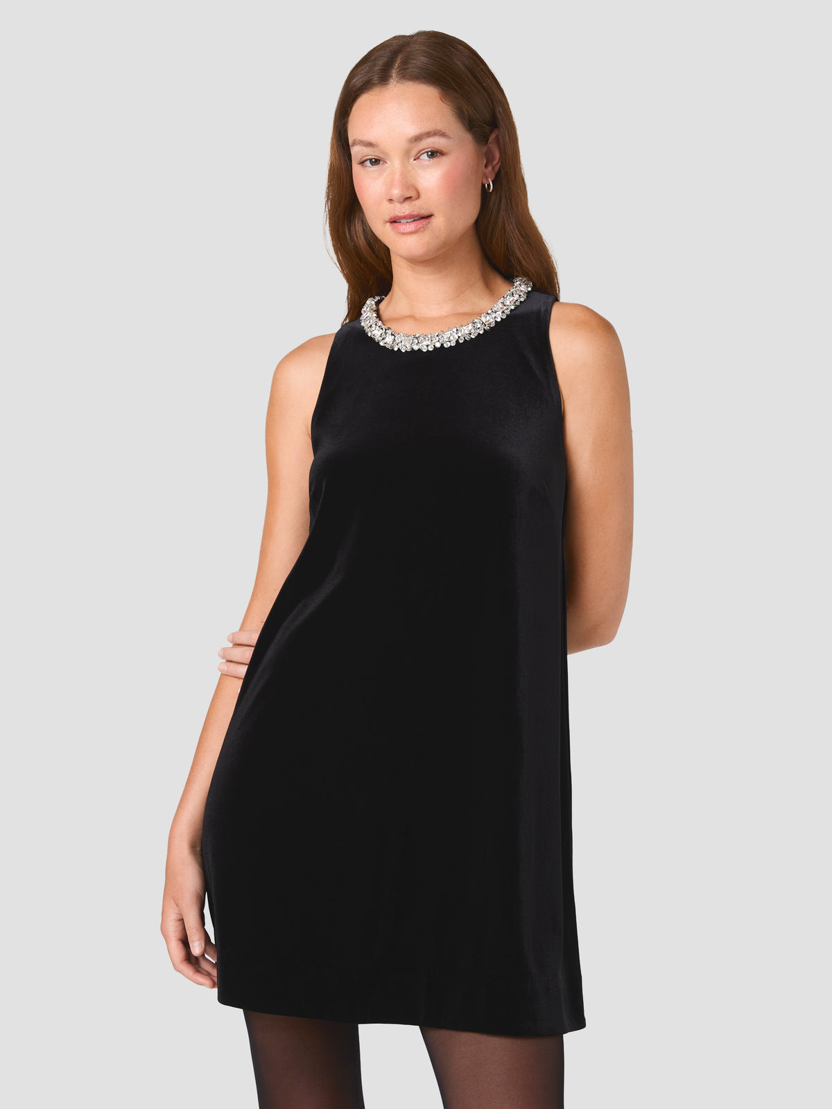 CARAMIA VELVET EMBELLISHED COLLAR SHIFT MINI DRESS View 2 | Women's CARAMIA VELVET EMBELLISHED COLLAR SHIFT MINI DRESS View 2 | Women's