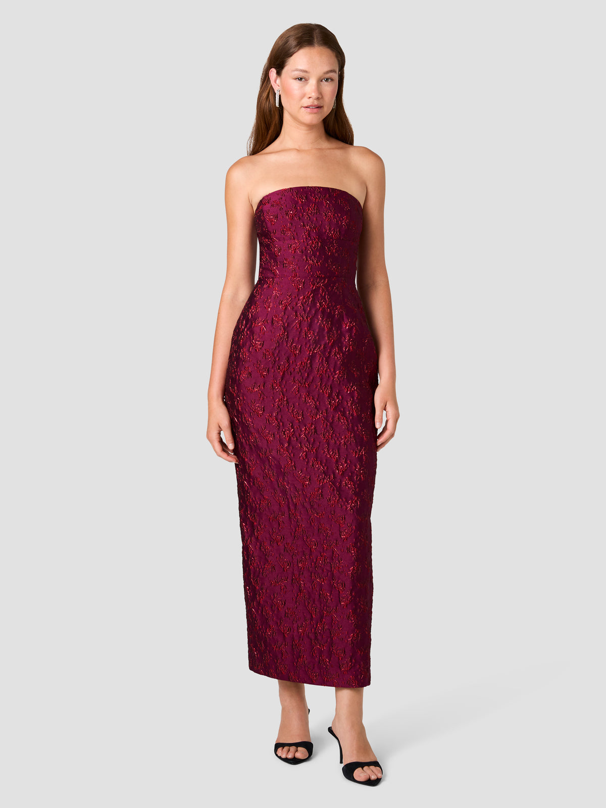 ANAYA FLORAL JACQUARD STRAPLESS COLUMN DRESS VIEW 5 ANAYA FLORAL JACQUARD STRAPLESS COLUMN DRESS VIEW 5