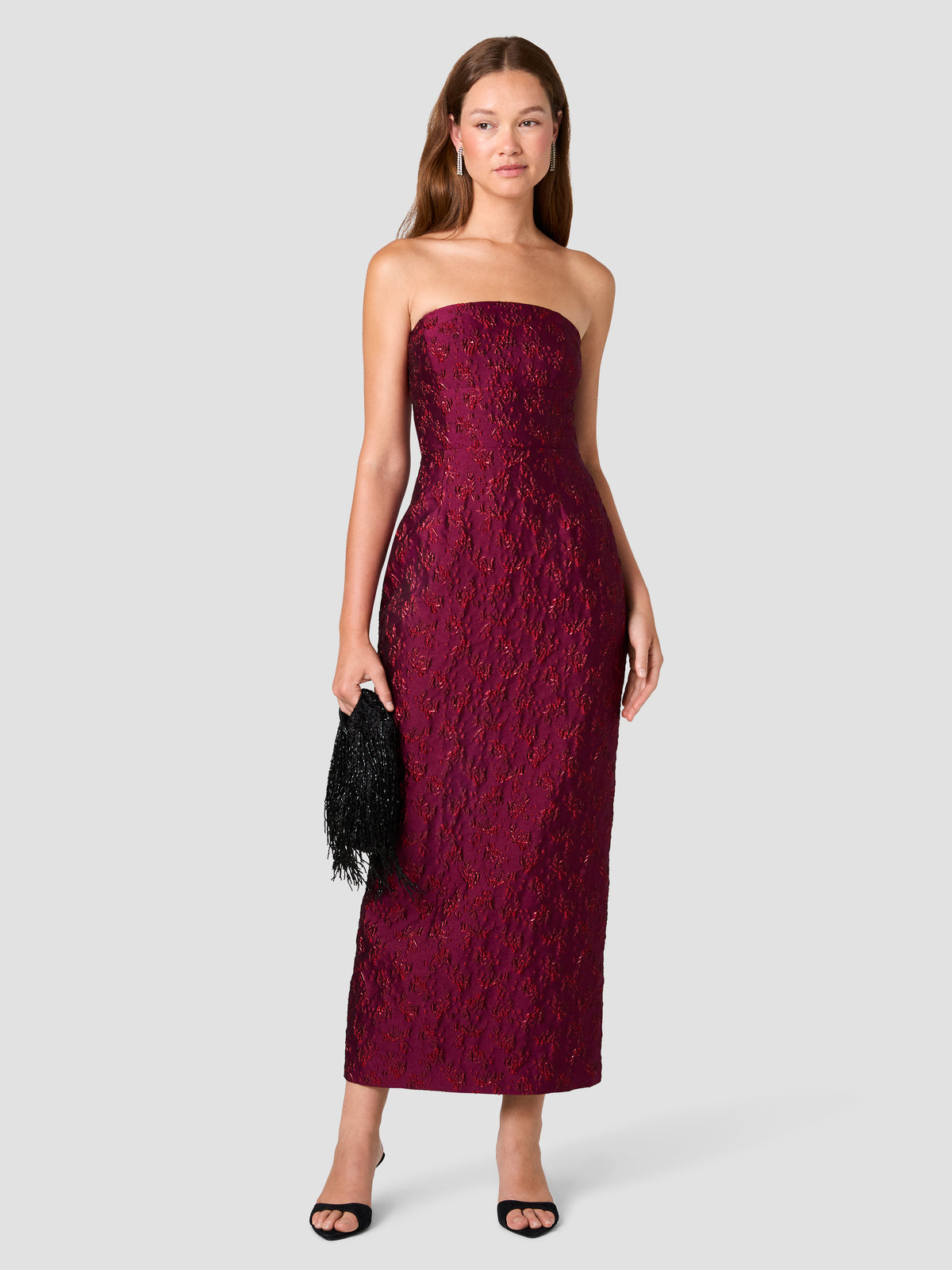 ANAYA FLORAL JACQUARD STRAPLESS COLUMN DRESS View 1 ANAYA FLORAL JACQUARD STRAPLESS COLUMN DRESS View 1