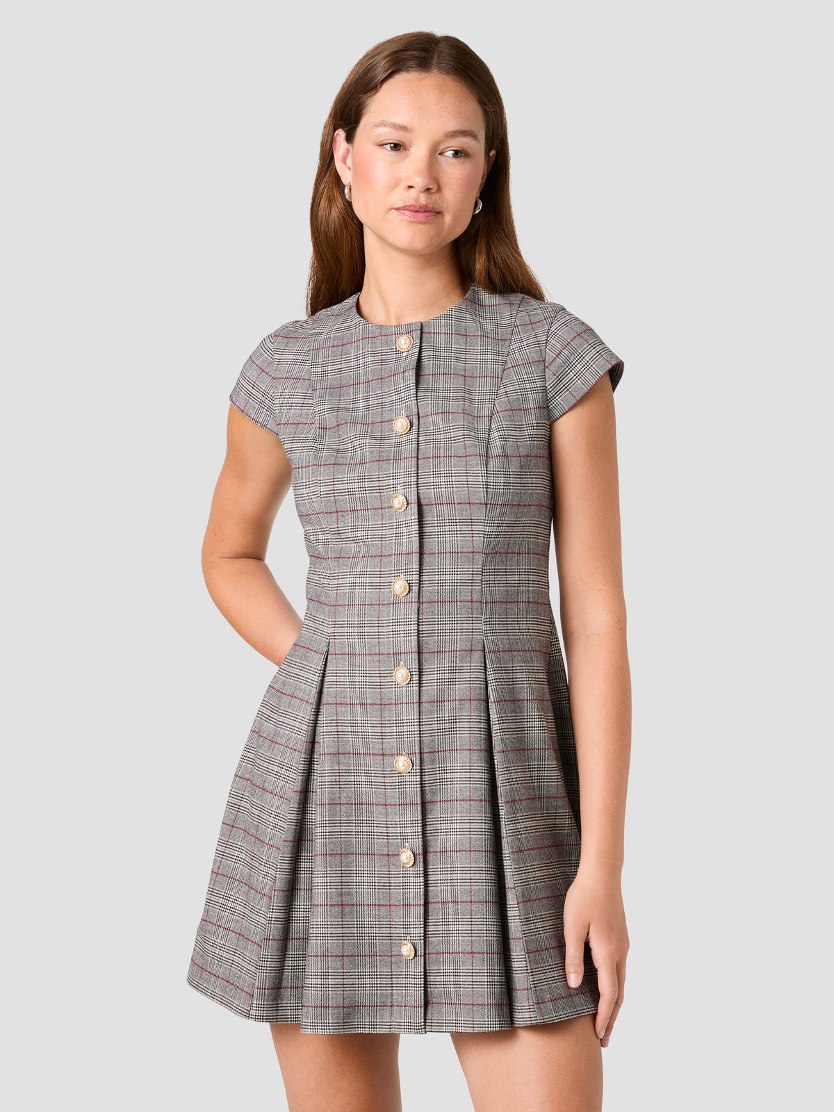 LEONIE TARTAN PLAID BUTTON FRONT MINI DRESS View 2 | Women's Shop All LEONIE TARTAN PLAID BUTTON FRONT MINI DRESS View 2 | Women's Shop All