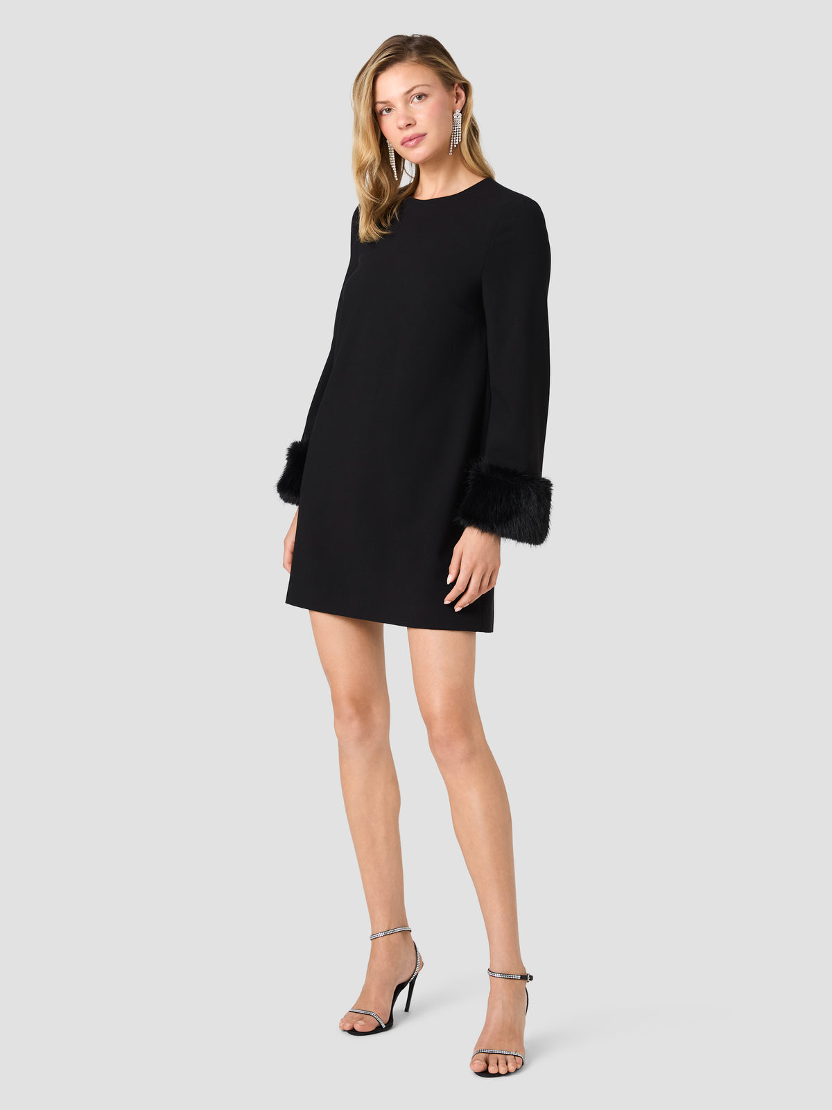 WHISPER FAUX FUR TRIM LONG SLEEVE MINI DRESS VIEW 6 WHISPER FAUX FUR TRIM LONG SLEEVE MINI DRESS VIEW 6