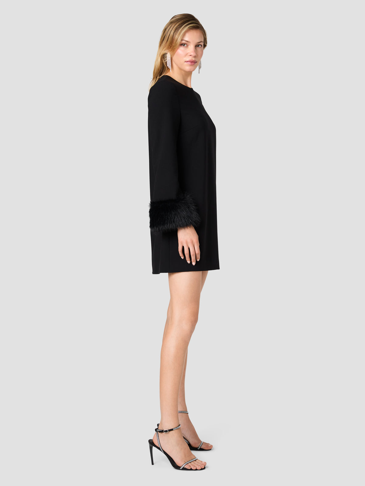 WHISPER FAUX FUR TRIM LONG SLEEVE MINI DRESS VIEW 5 WHISPER FAUX FUR TRIM LONG SLEEVE MINI DRESS VIEW 5