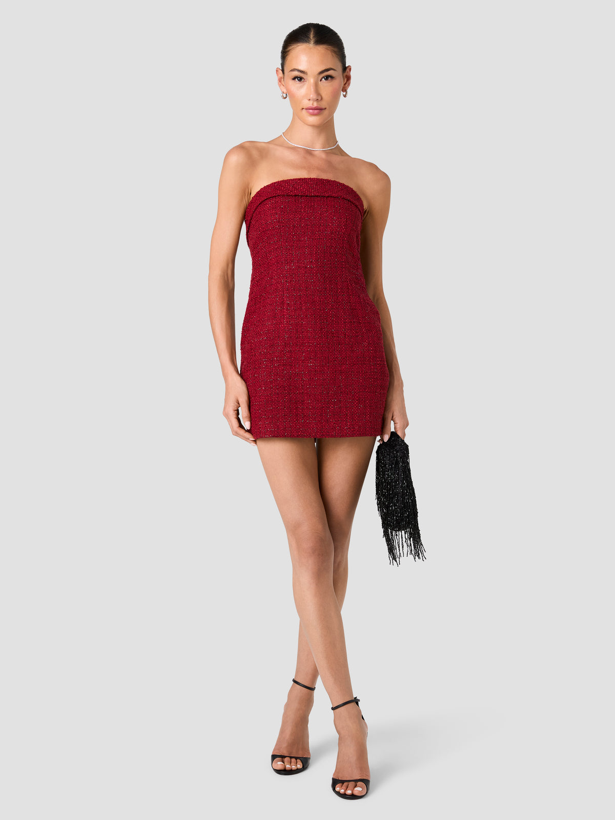 SHANTE SHIMMER TWEED STRAPLESS MINI DRESS View 1 SHANTE SHIMMER TWEED STRAPLESS MINI DRESS View 1