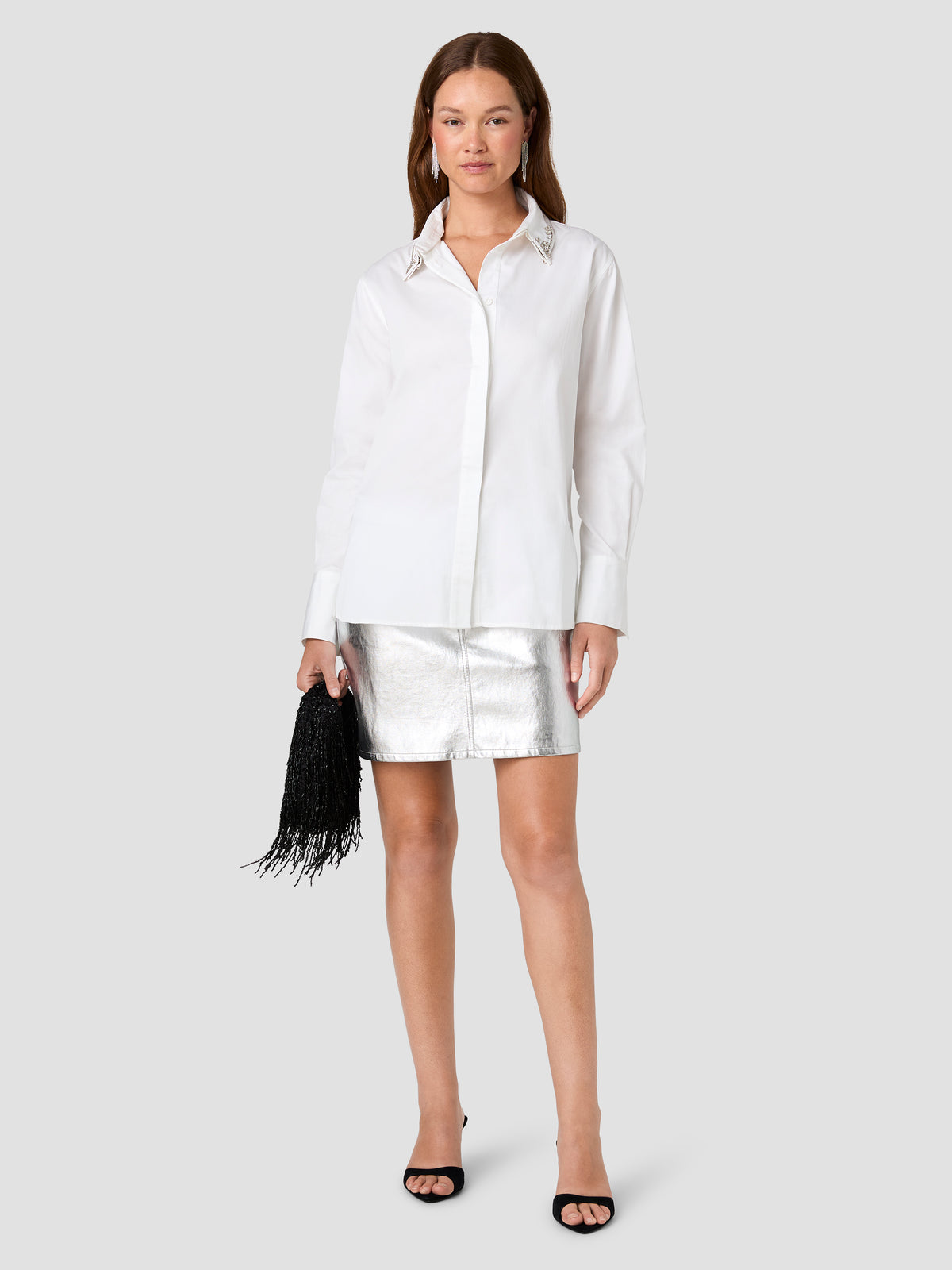 ALEXIS POPLIN EMBELLISHED COLLAR BUTTON DOWN SHIRT VIEW 1 ALEXIS POPLIN EMBELLISHED COLLAR BUTTON DOWN SHIRT VIEW 1