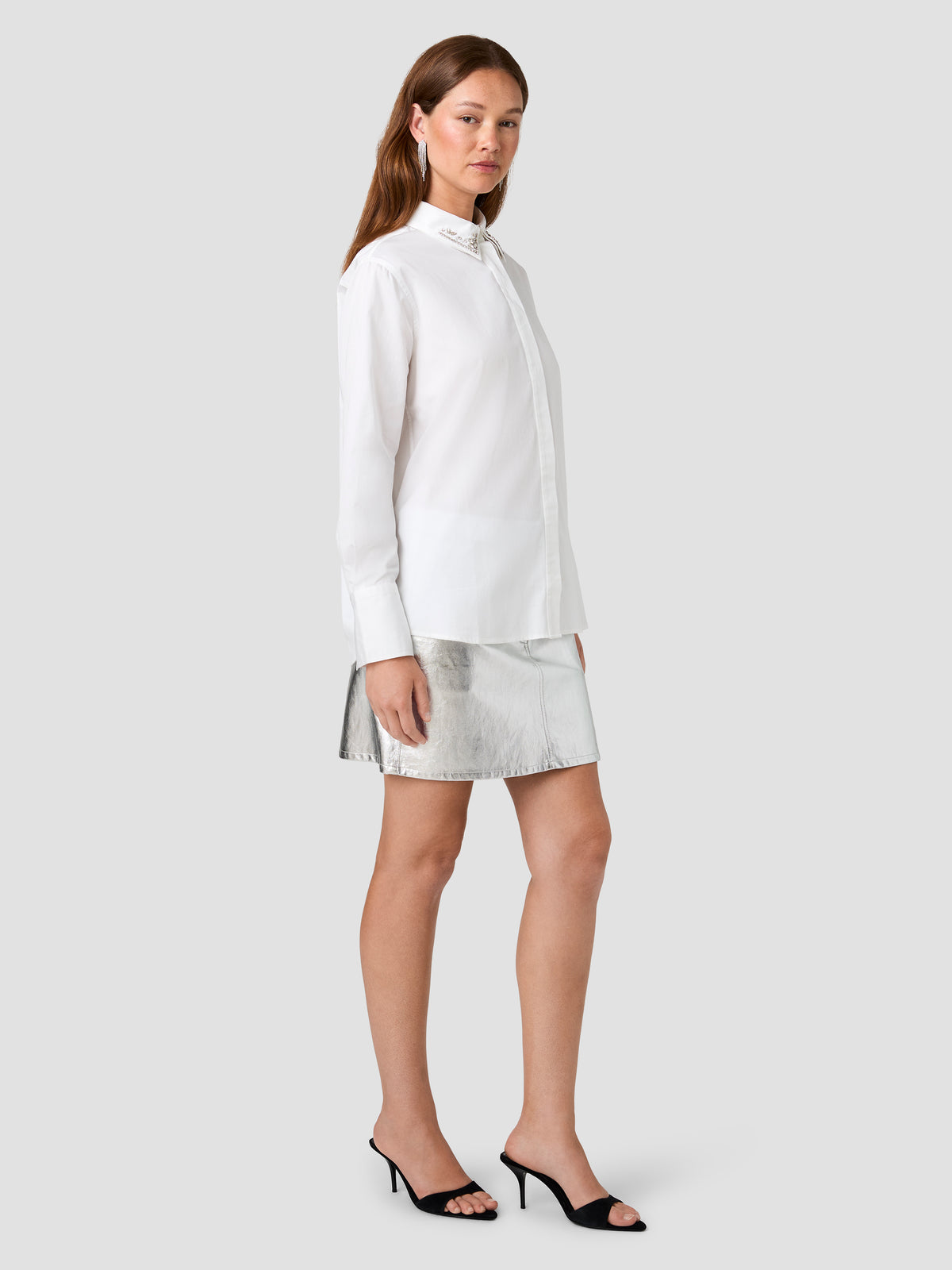 ALEXIS POPLIN EMBELLISHED COLLAR BUTTON DOWN SHIRT VIEW 5 ALEXIS POPLIN EMBELLISHED COLLAR BUTTON DOWN SHIRT VIEW 5