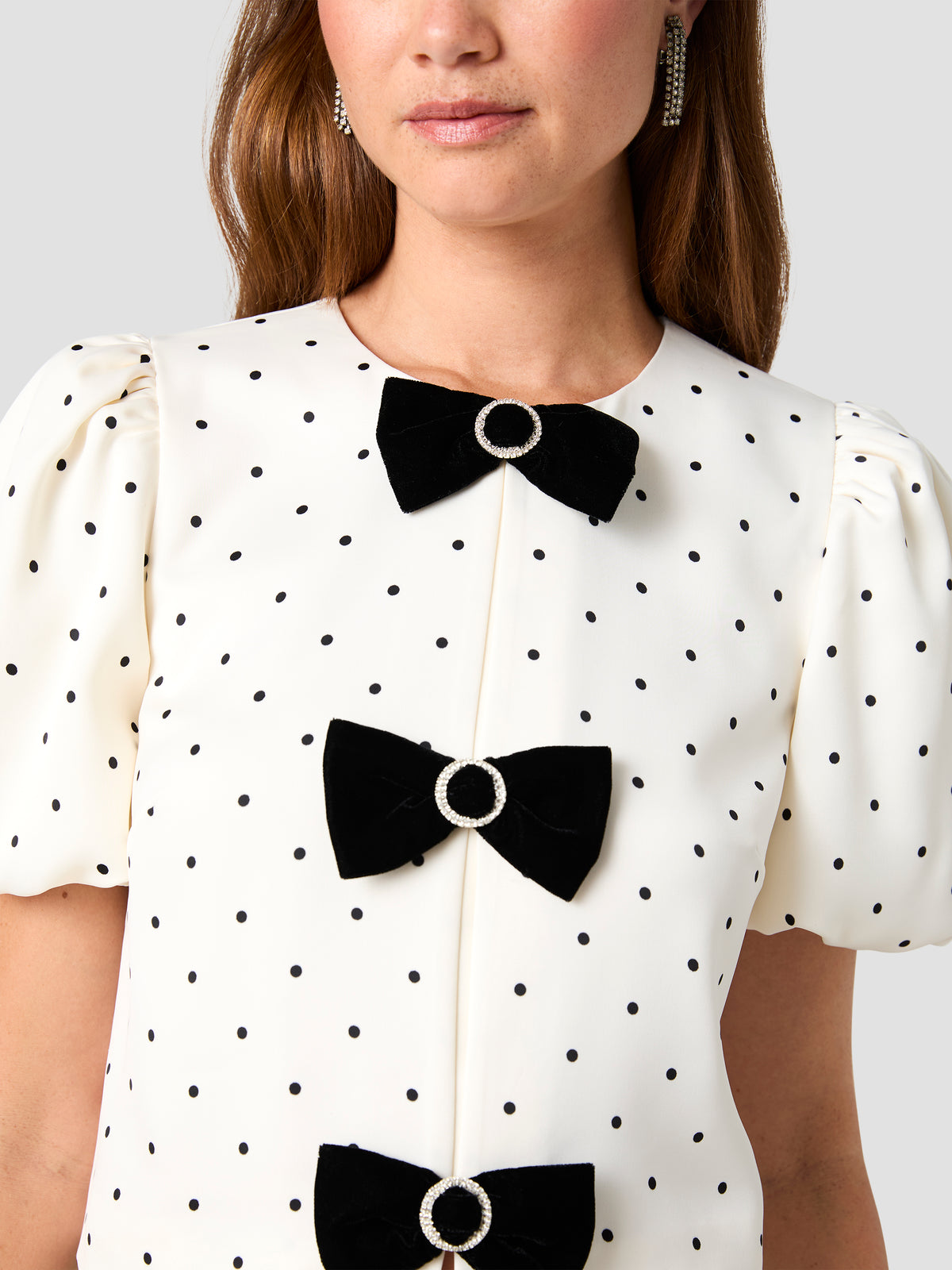 MAELYS STRETCH SATIN POLKA DOT PUFF SLEEVE TOP VIEW 4 MAELYS STRETCH SATIN POLKA DOT PUFF SLEEVE TOP VIEW 4